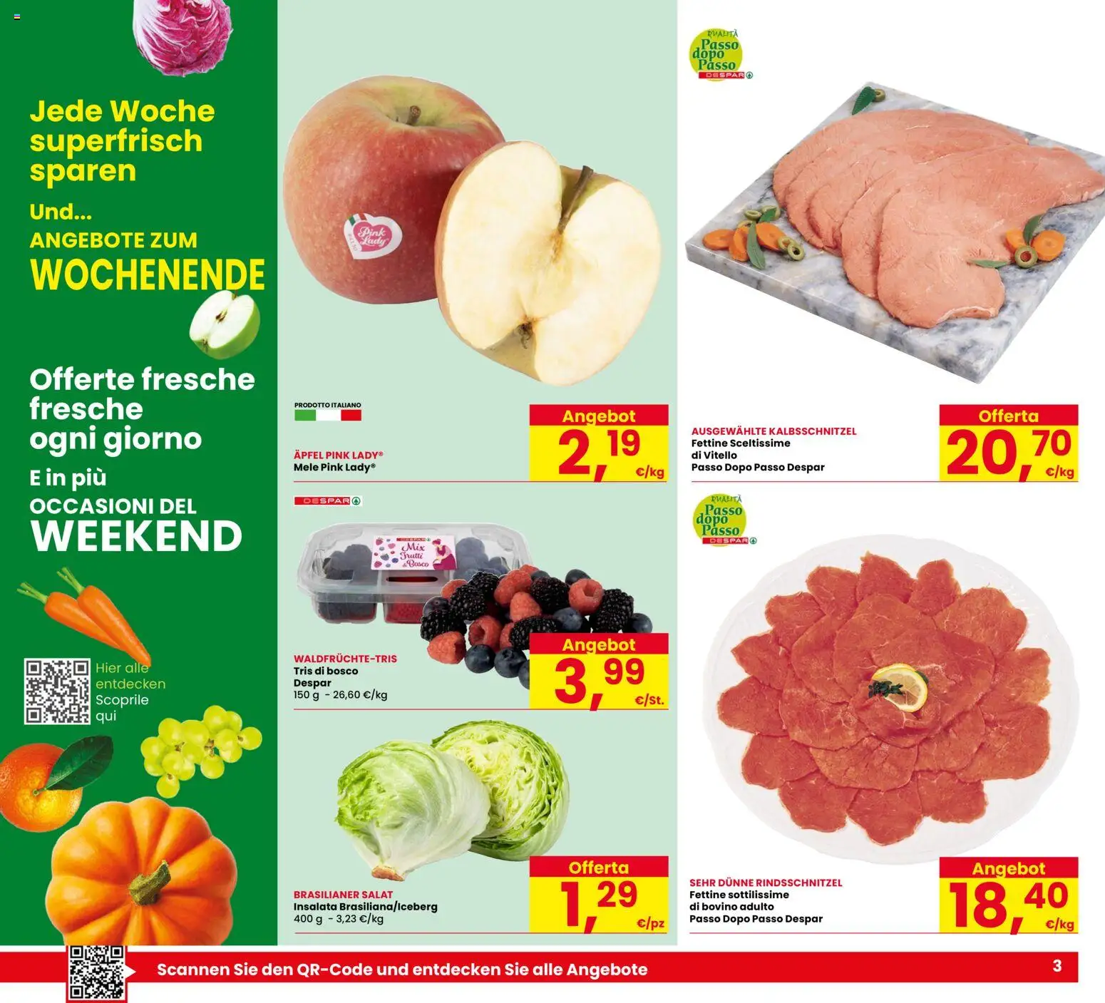 Volantino Despar del 21.04.2026 | Pagina: 3 | Prodotti: Bovino, Mele, Insalata, Vitello
