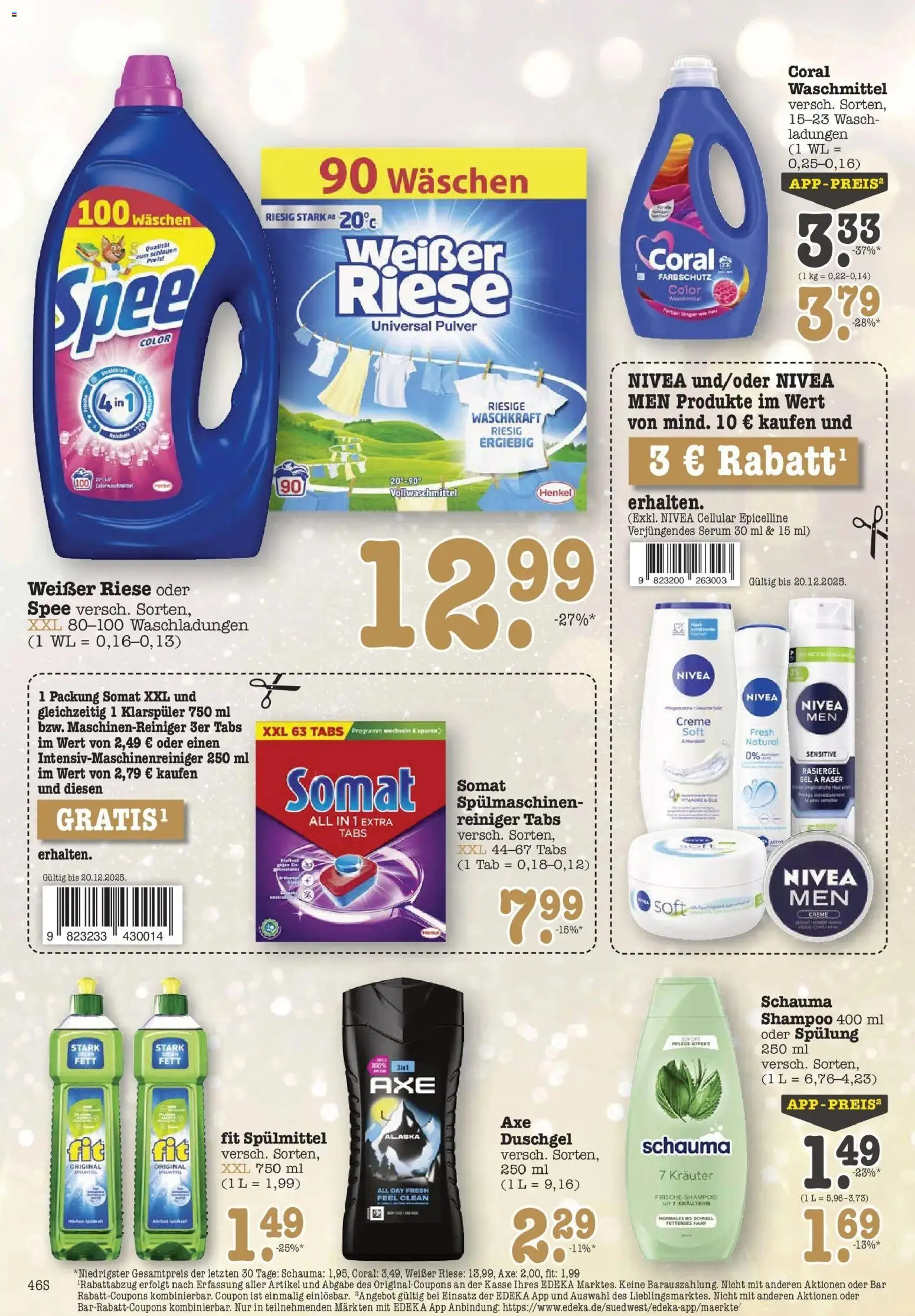Edeka prospekt Bühlertal	 – gültig ab 15.12.2025 | Seite: 48 | Produkte: Coral, Shampoo, Waschmittel, Axe