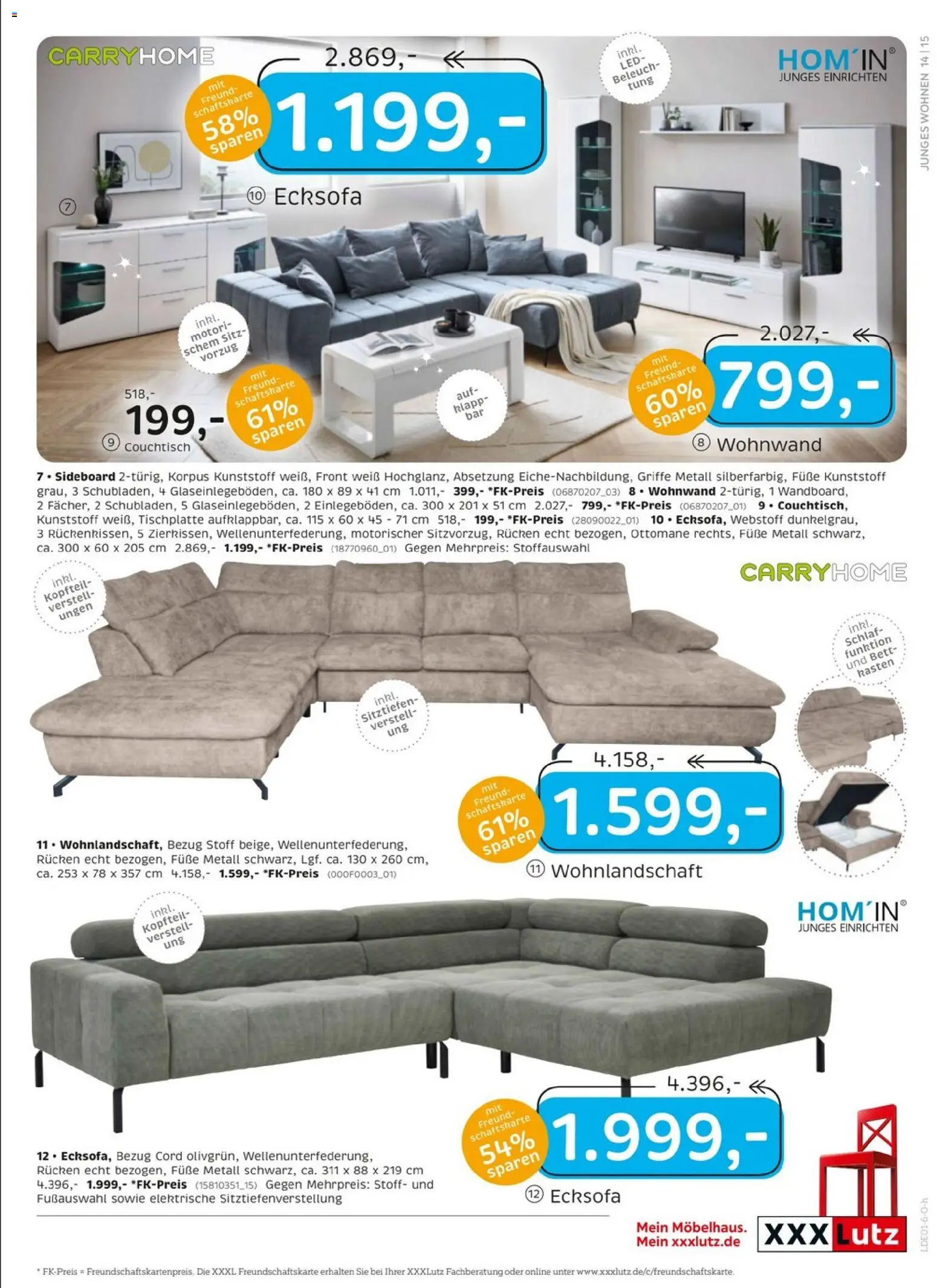 XXXL Lutz - Junges Wohnen – gültig ab 27.12.2025 | Seite: 15 | Produkte: Wohnlandschaft, Ecksofa, Bett, Couchtisch
