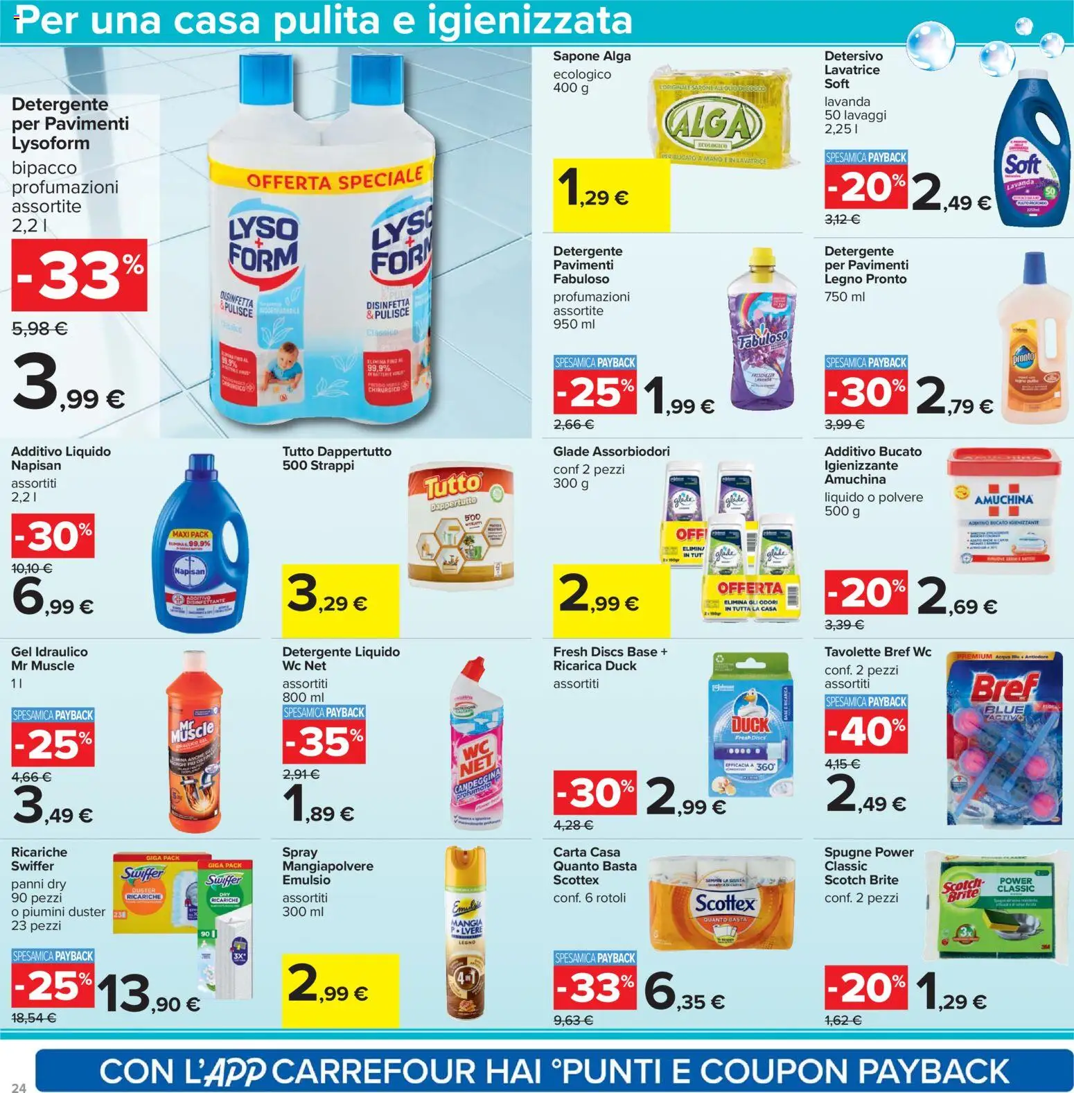 Volantino Carrefour del 02.01.2026 | Pagina: 24 | Prodotti: Sapone, Detergente, Lavatrice, WC