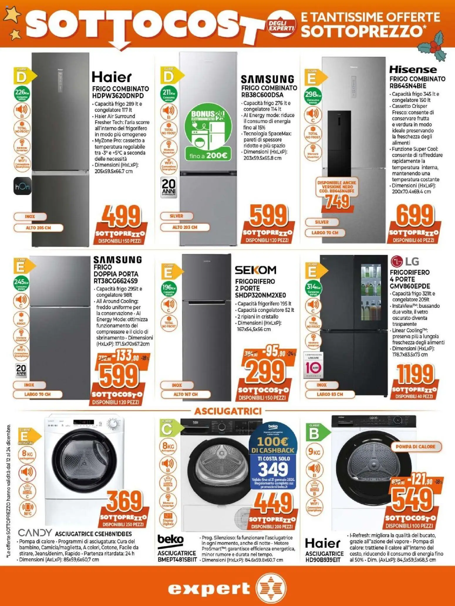 Volantino Expert del 12.12.2025 | Pagina: 28 | Prodotti: Compressore, Frutta, Frigorifero, Congelatore