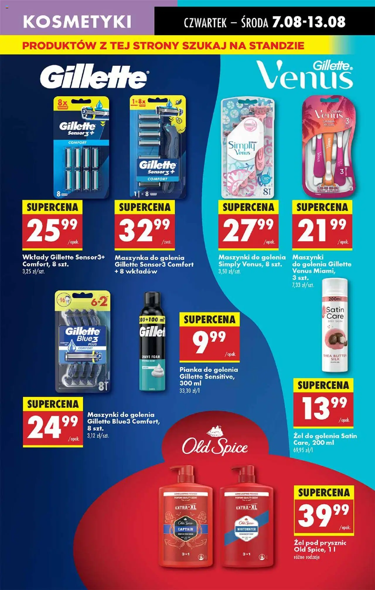 Biedronka gazetka - Oferta W tym tygodniu od 07.08.2025 | Strona: 45 | Produkty: Gillette, Kosmetyki, Żel pod prysznic, Old spice