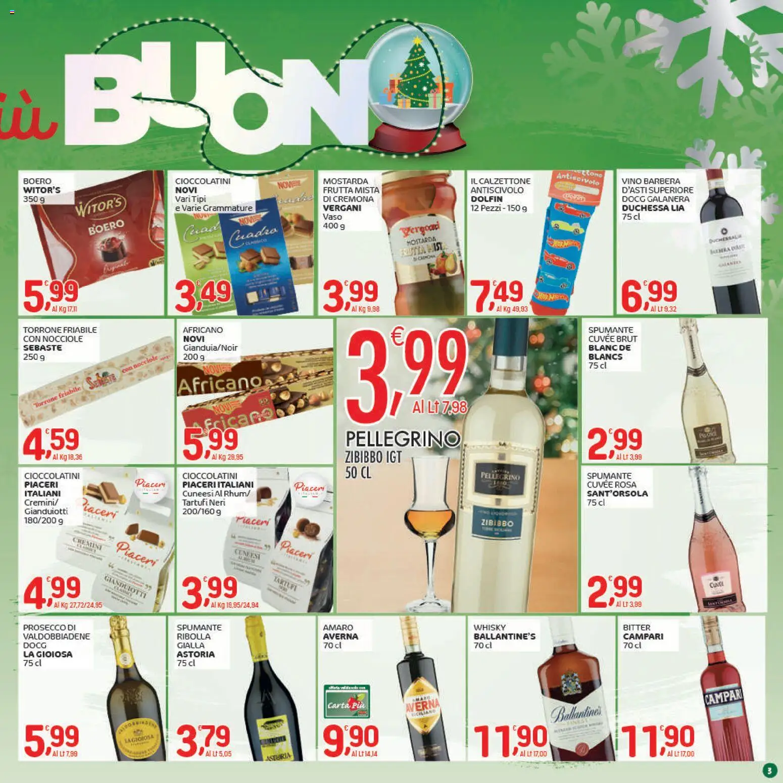 Volantino CRAI del 04.12.2025 | Pagina: 3 | Prodotti: Whisky, Frutta, Cioccolatini, Amaro