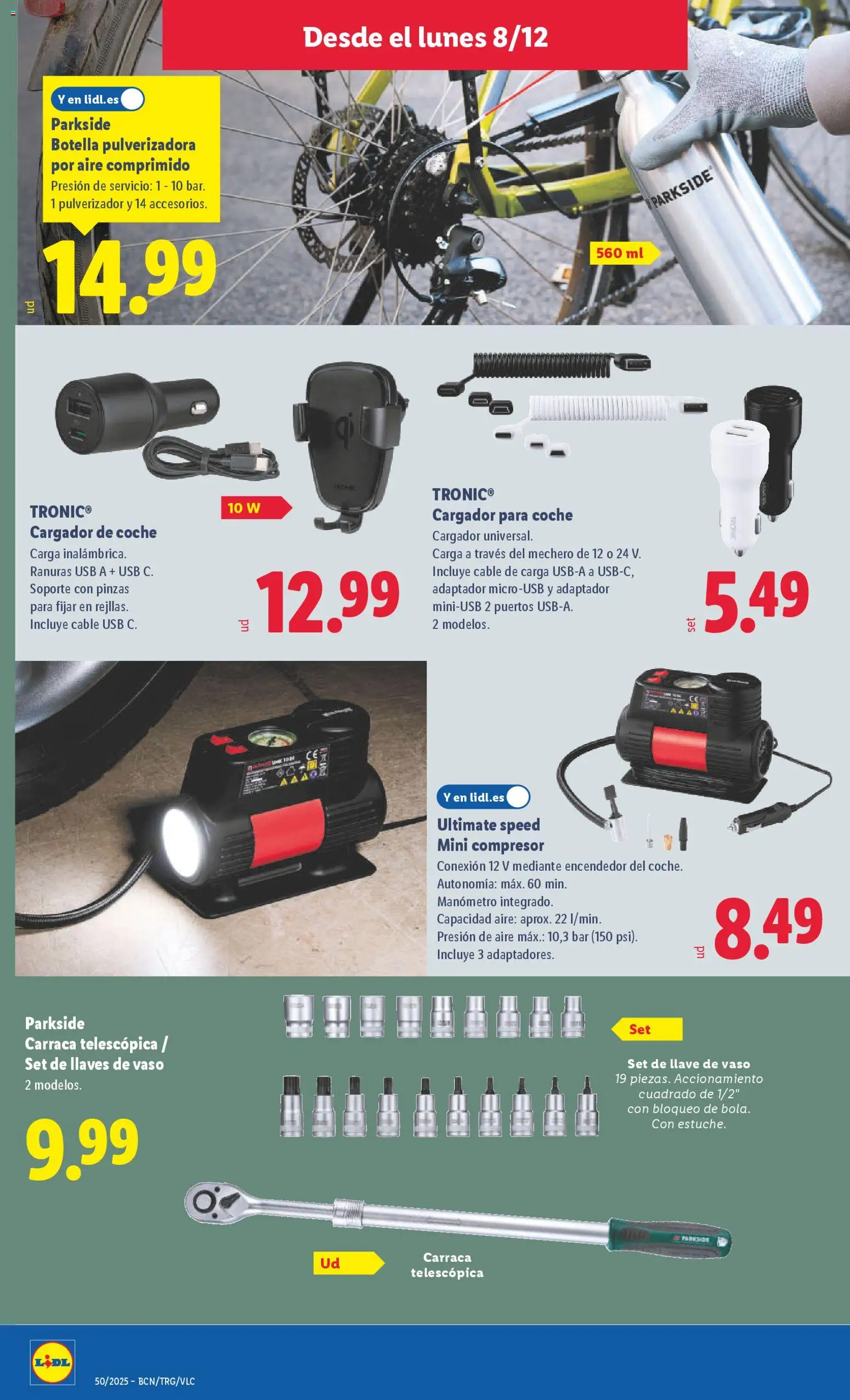 Lidl folleto de bazar │ válido desde el 08.12.2025 | Página: 10 | Productos: Cable, Adaptador, USB, Manómetro