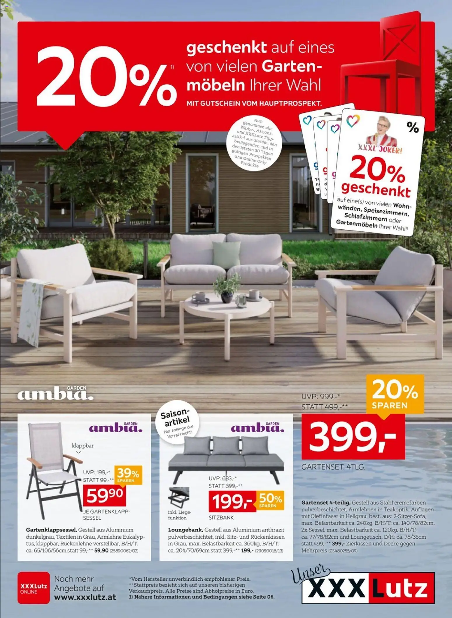 XXXLutz Gartenmöbel gültig ab 10.03.2026 | Seite: 1 | Produkte: Decke, Sessel