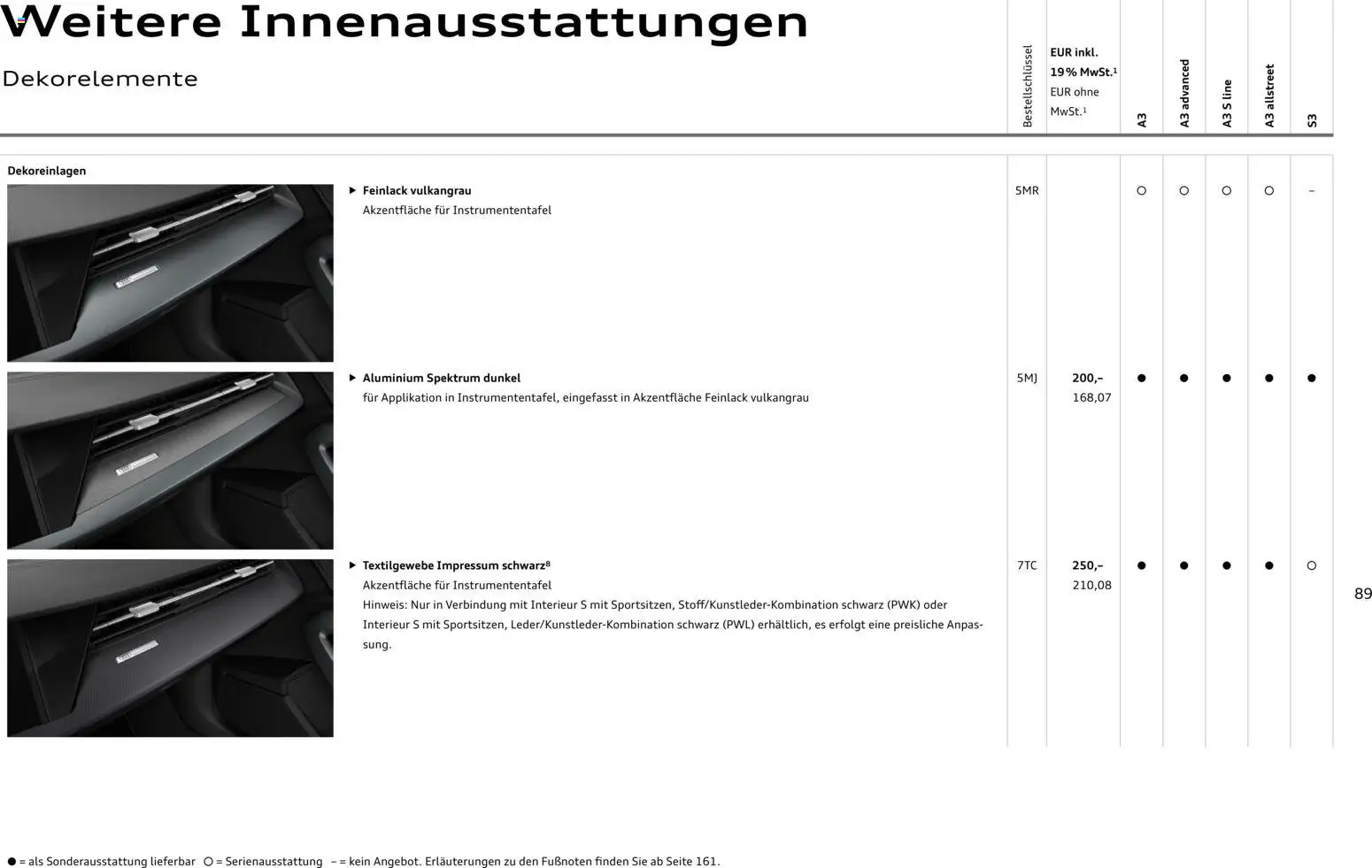 Audi A3 – gültig ab 28.10.2025 | Seite: 89
