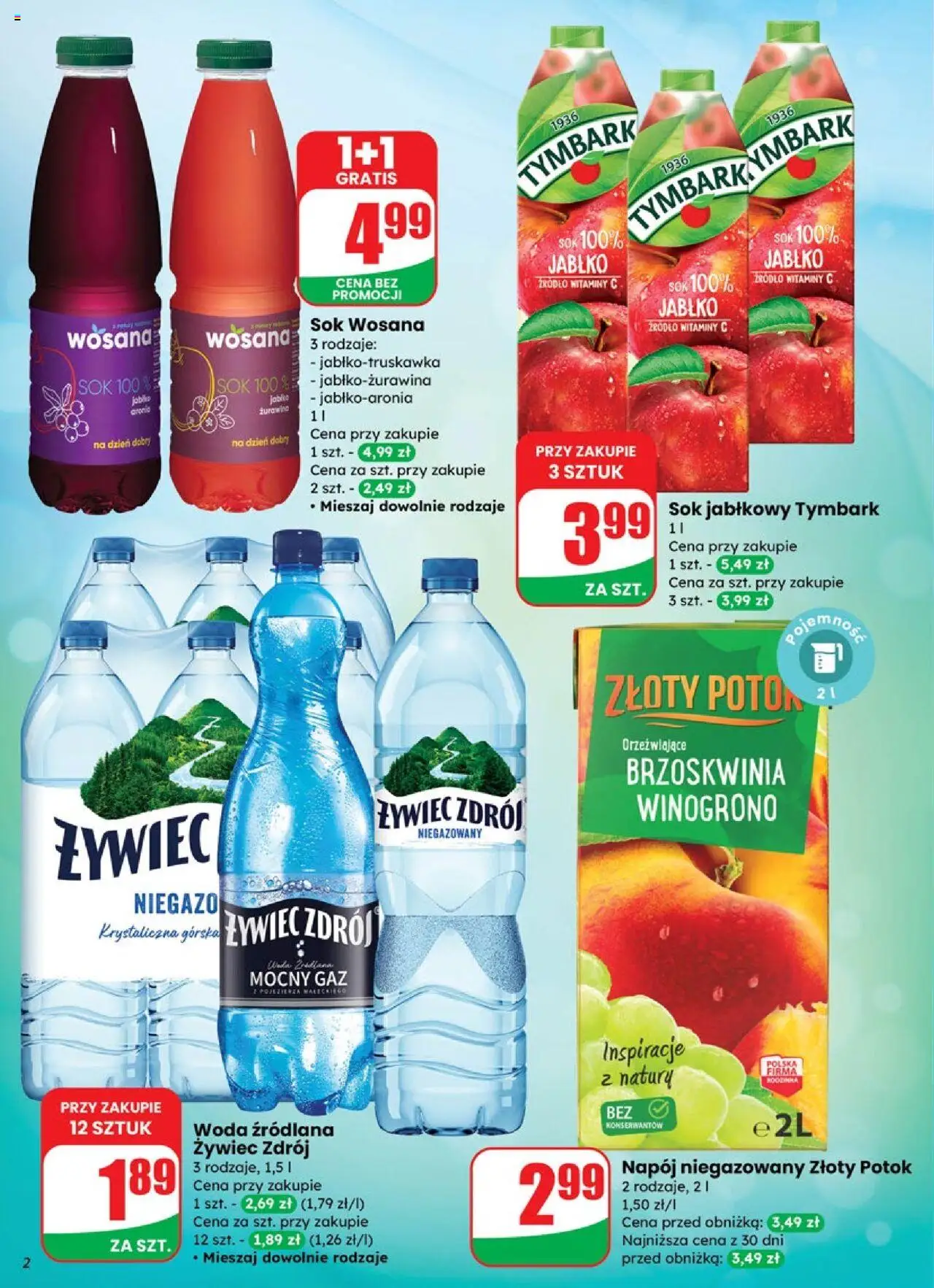 Dino Gazetka od 01.10.2025 | Strona: 2 | Produkty: Brzoskwinia, Sok jabłkowy, Sok, Woda