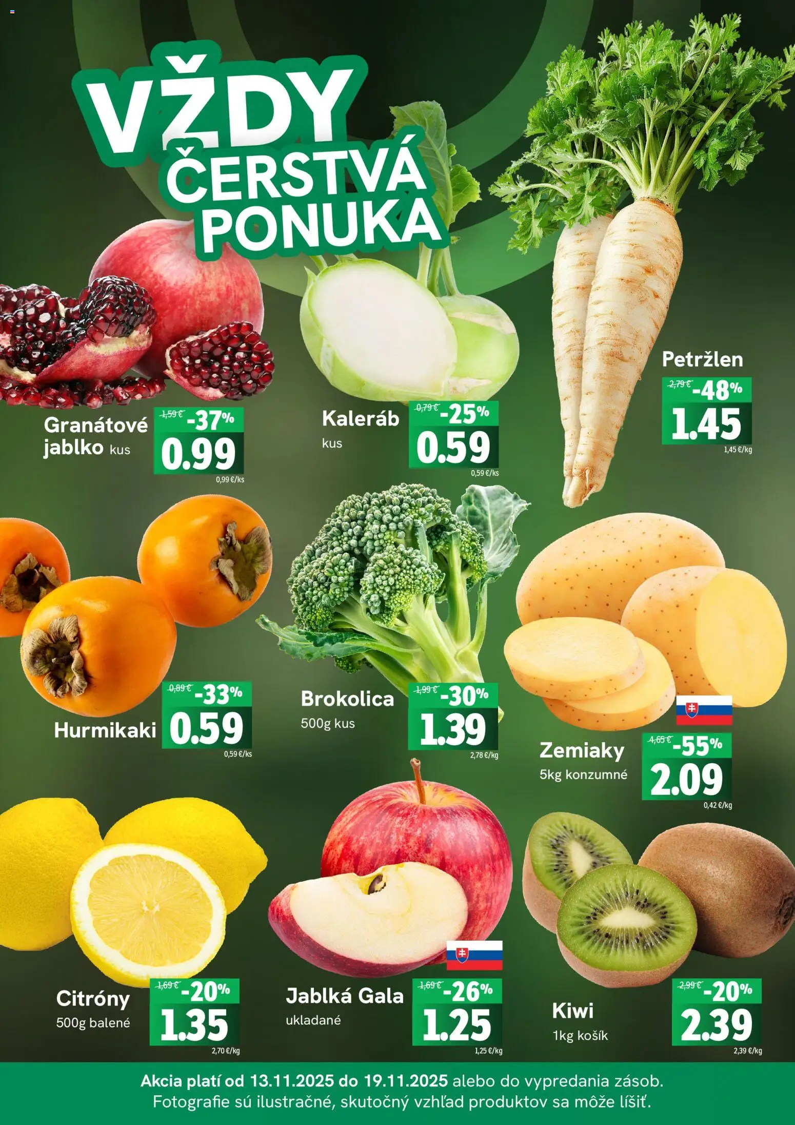 Nové Fresh akcie – leták je platný od 27.11.2025 | Strana: 3 | Produkty: Jablká, Kiwi, Zemiaky, Petržlen