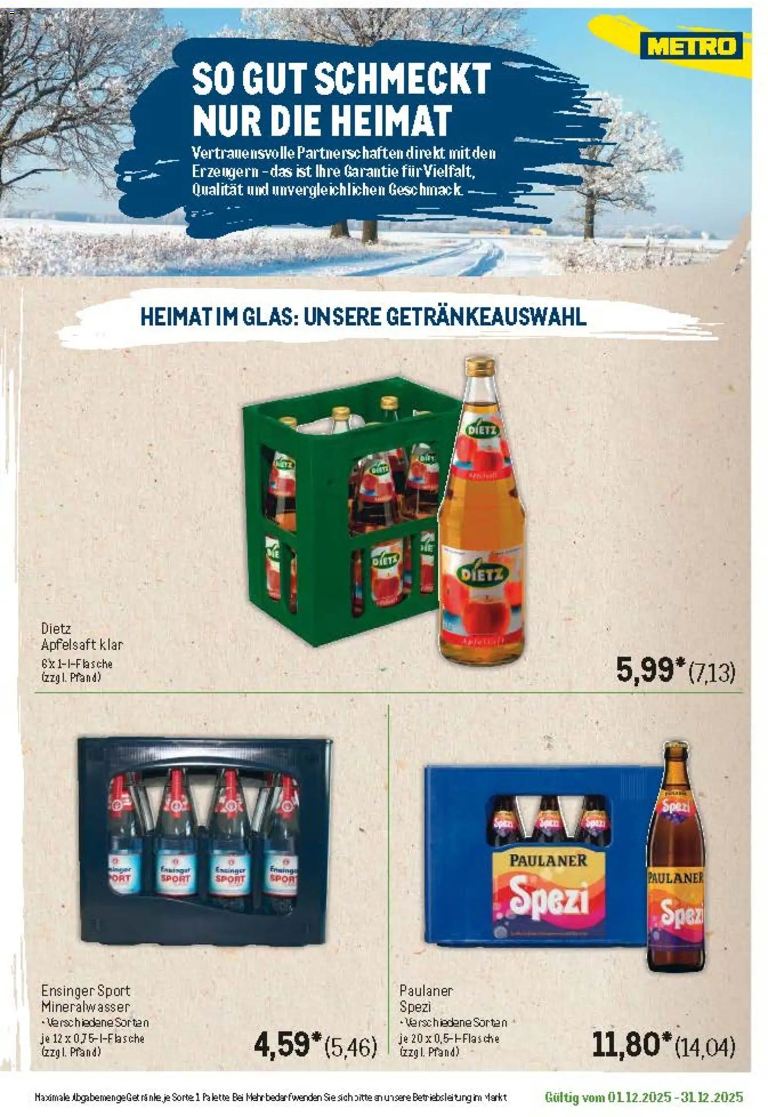 Metro Regionaler Flyer – gültig ab 01.12.2025 | Seite: 15 | Produkte: Apfelsaft, Mineralwasser, Paulaner