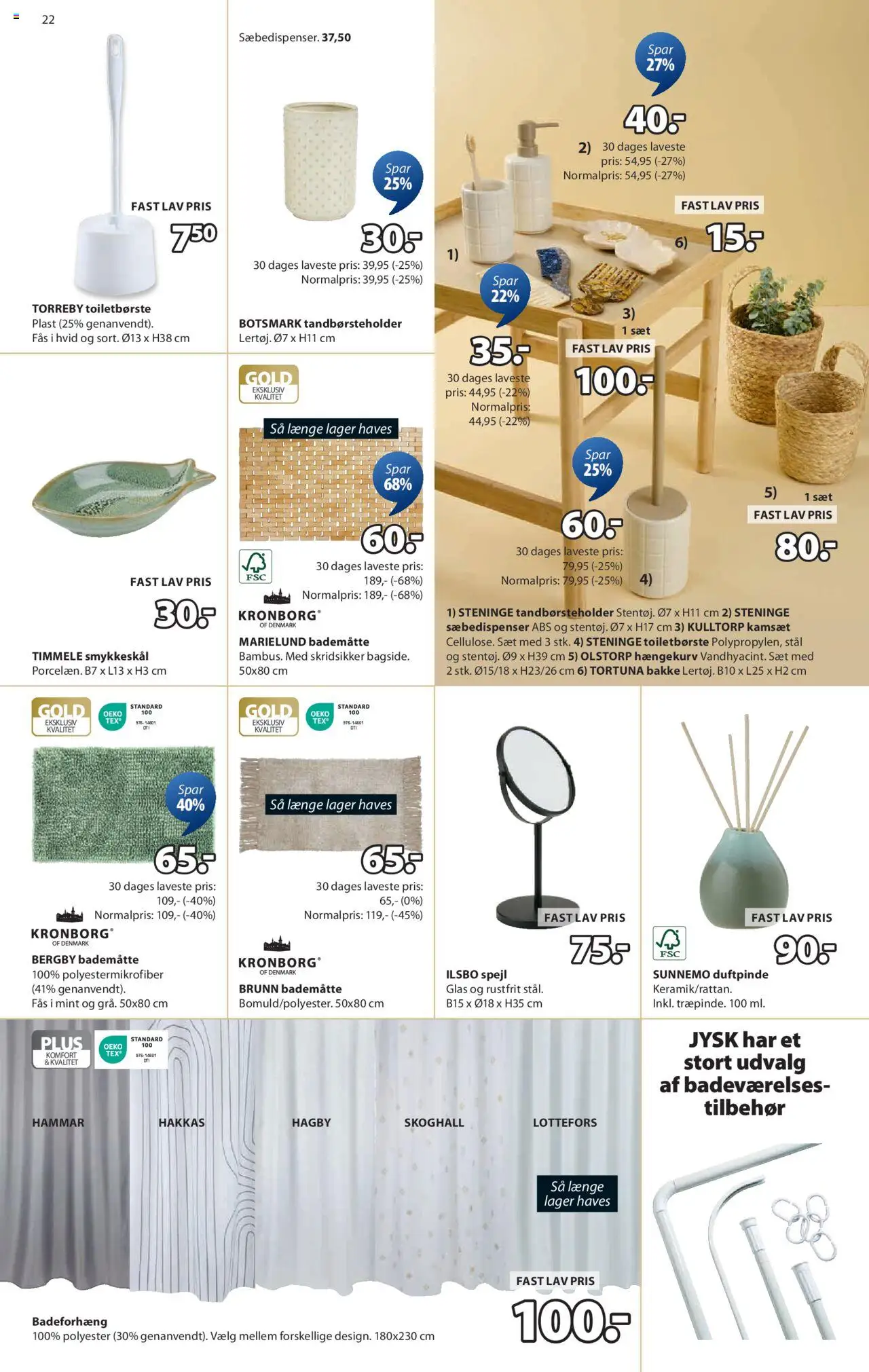 JYSK Tilbudsavis gyldig fra 04.07.2025 | Side: 23 | Produkter: Spejl, Badeforhæng, Bademåtte