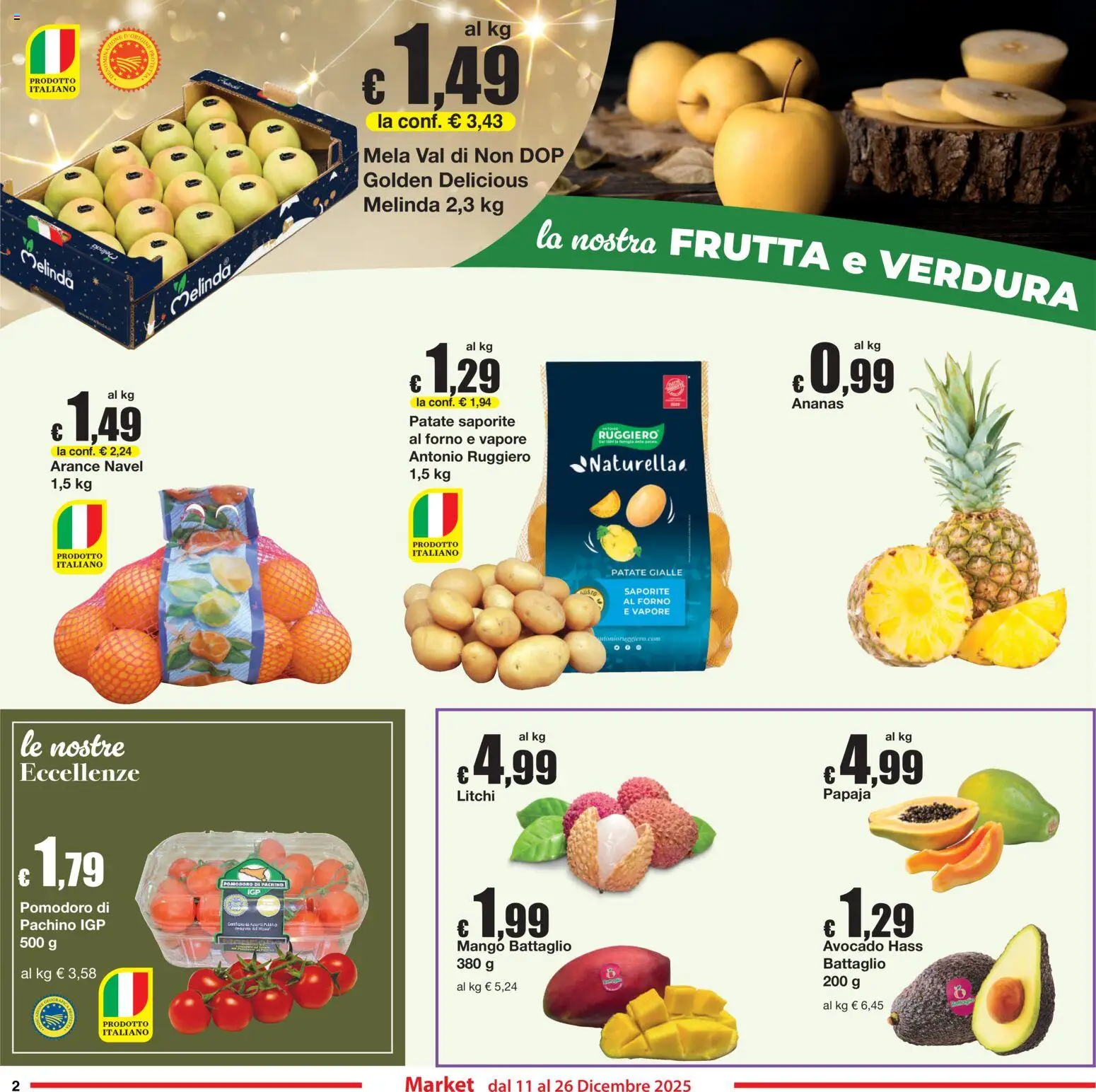 Volantino Sì con Te del 11.12.2025 | Pagina: 2 | Prodotti: Arance, Frutta, Pomodoro, Ananas