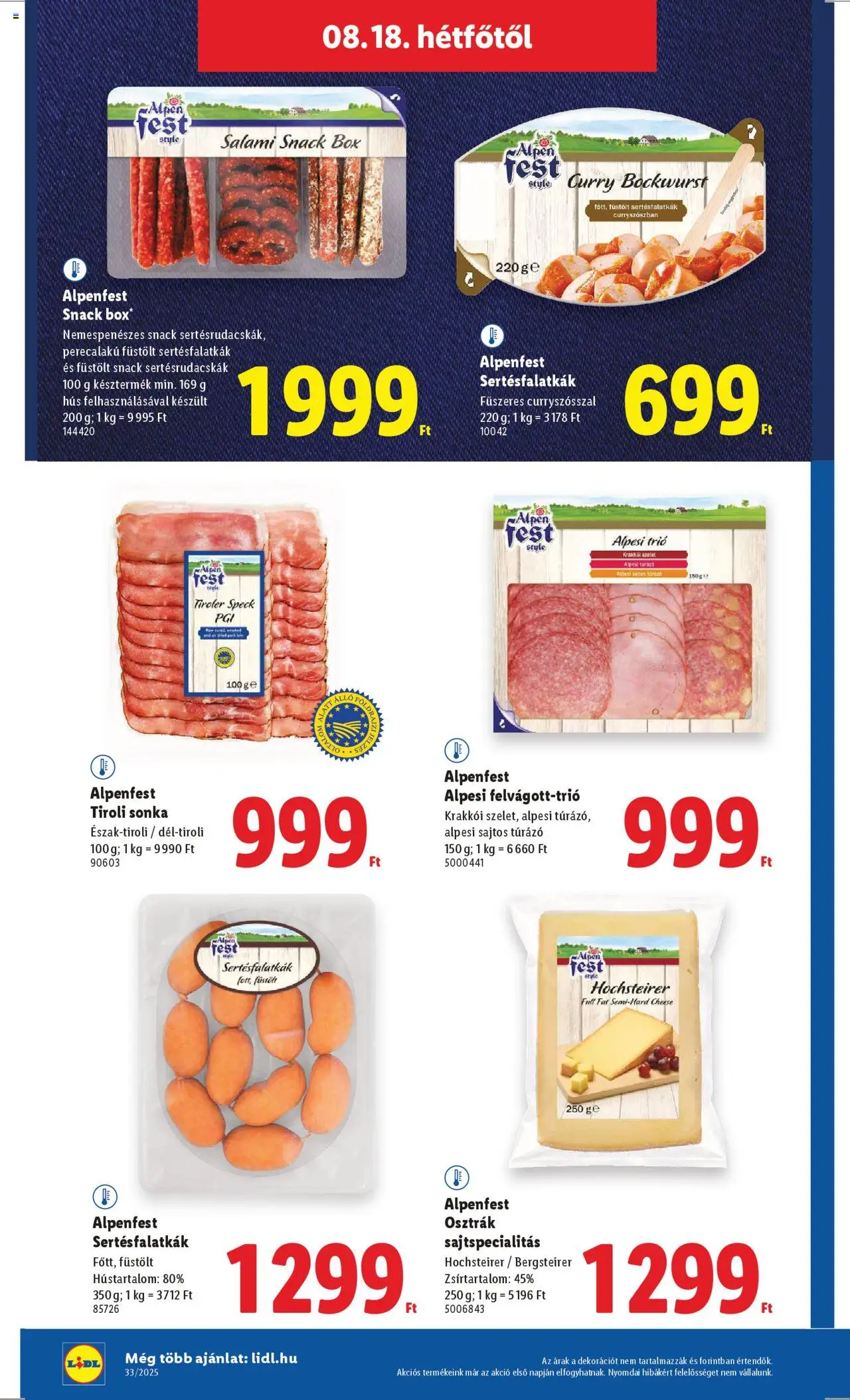 Lidl akciós ujság - amely érvényes a következő dátumtól: 14.08.2025 | Oldal: 58 | Termékek: Hús, Sonka
