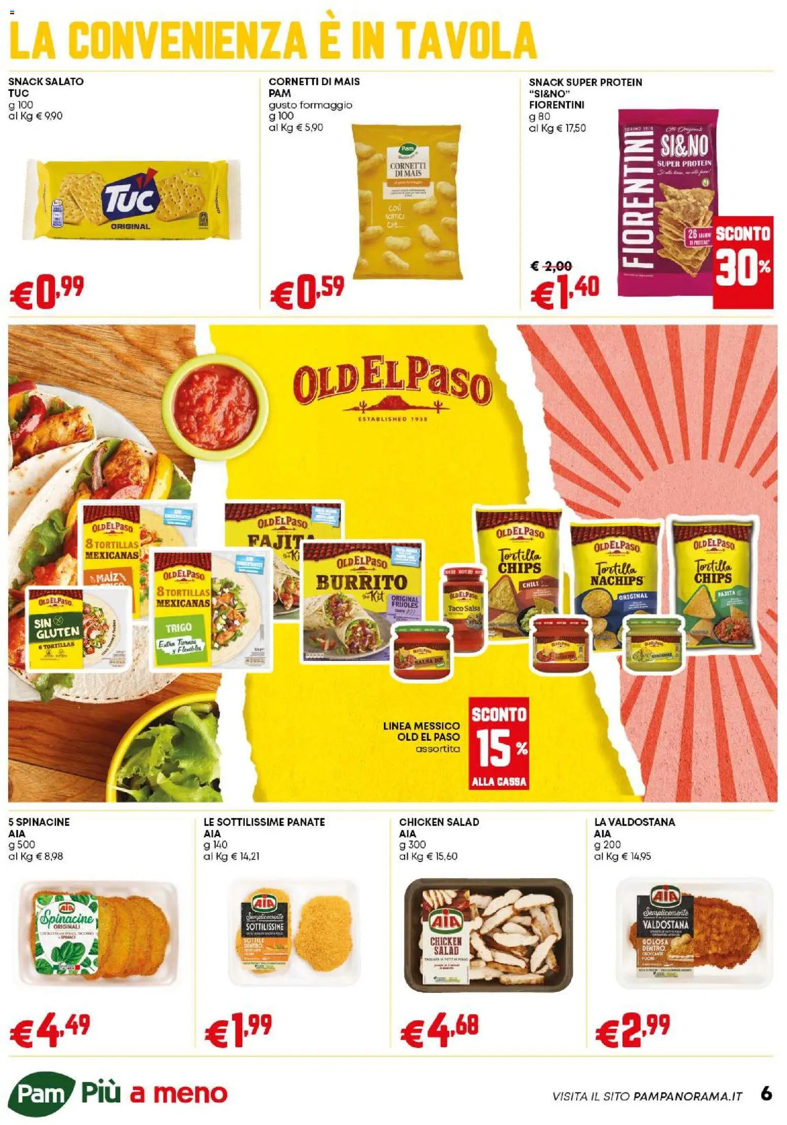 Volantino PAM del 02.01.2026 | Pagina: 6 | Prodotti: Salsa, Formaggio, Tortillas, Mais