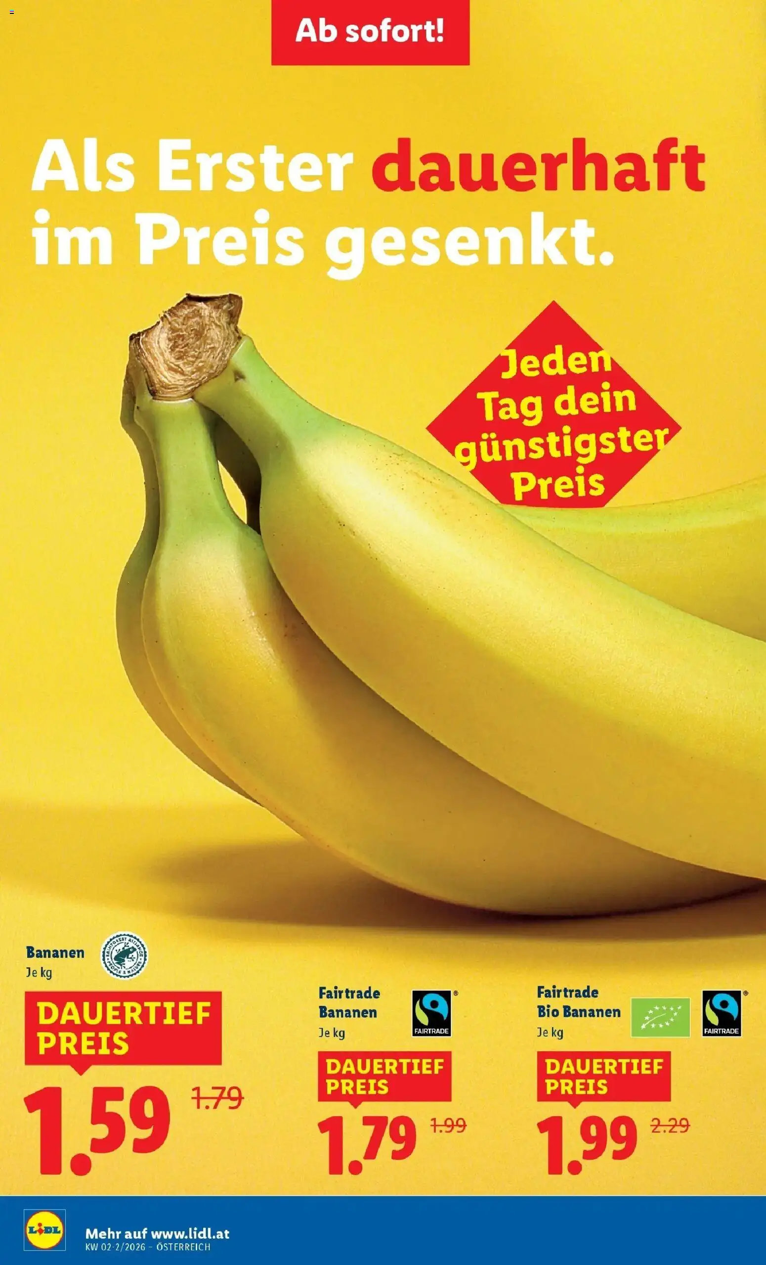 Lidl Flugblatt - Jenbach, Eferding, Dornbirn gültig ab 08.01.2026 | Seite: 2 | Produkte: Bananen