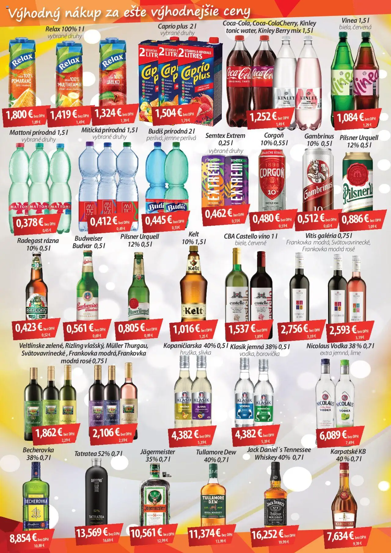 Nové CBA Verex akcie – leták je platný od 02.10.2025 | Strana: 2 | Produkty: Budiš, Tullamore Dew, Nicolaus vodka, Vinea