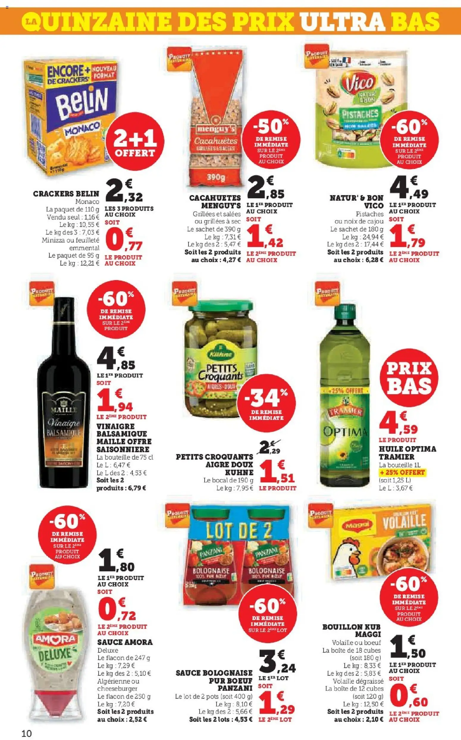 {H1} | Page: 10 | Produits: Volaille, Sauce bolognaise, Huile, Vinaigre