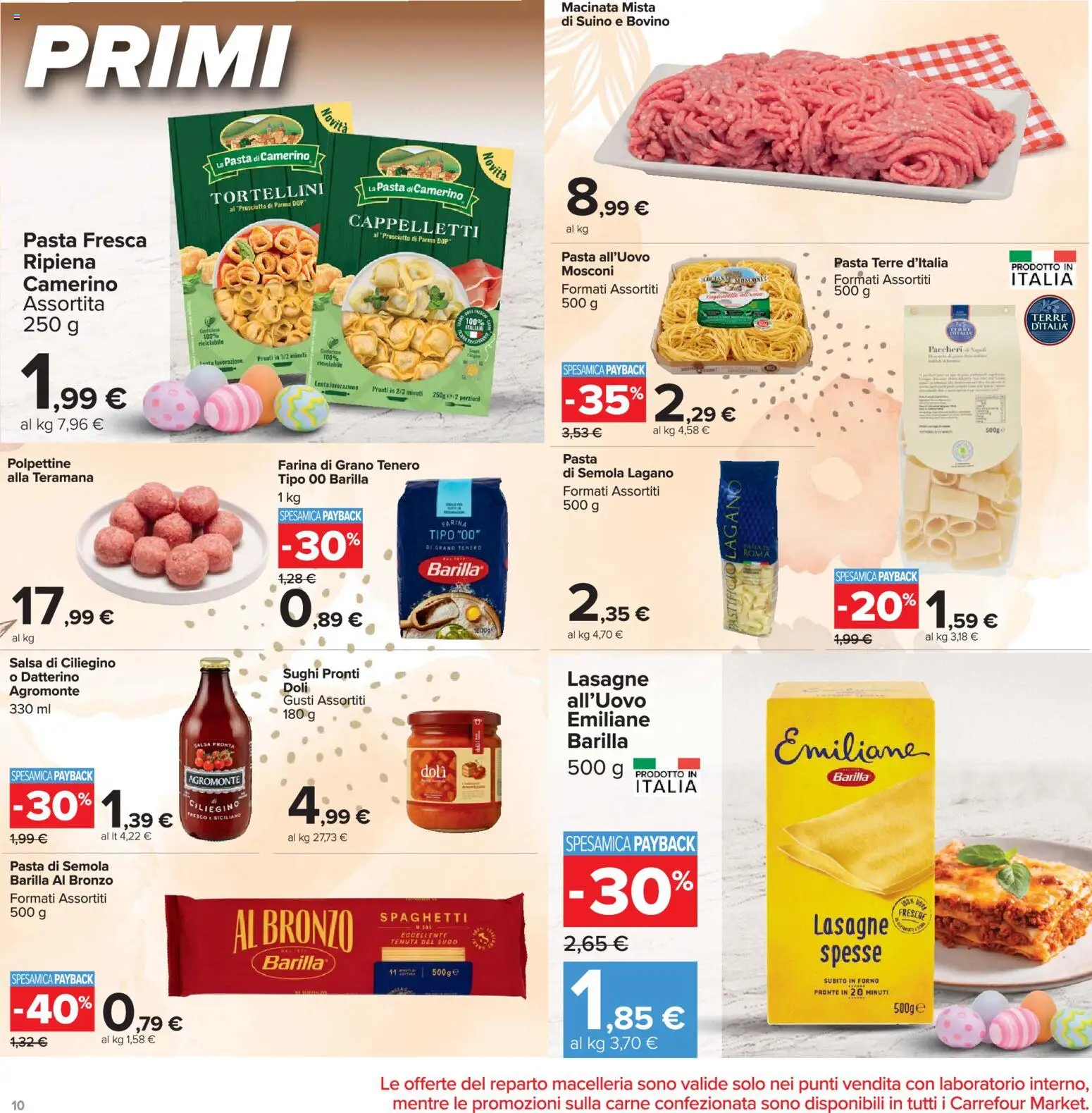 Volantino Carrefour del 24.03.2026 | Pagina: 10 | Prodotti: Salsa, Pasta, Forno, Paccheri