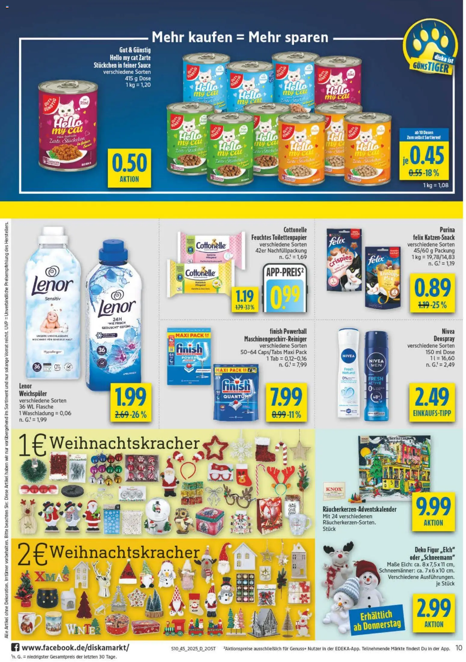 Diska - Diska Angebote Sachsen-Thüringen KW45 – gültig ab 03.11.2025 | Seite: 10 | Produkte: Lenor, Finish, Deospray, Feuchtes Toilettenpapier