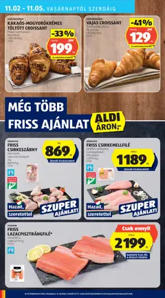 KAKAÓS-MOGYORÓKRÉMES TÖLTÖTT CROISSANT, frissen sütött pékáru, 78 g/darab - amely érvényes a következő dátumtól: 30.10.2025 | Oldal: 36