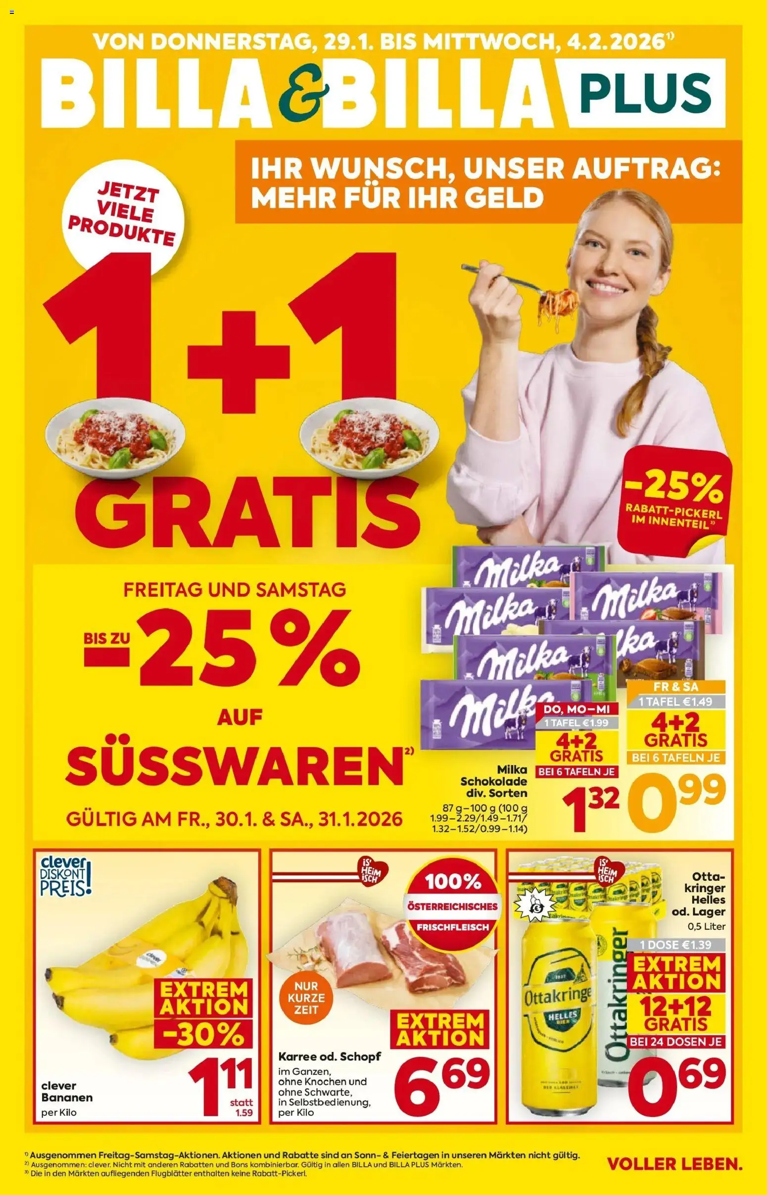 Billa Flugblatt - Wien gültig ab 29.01.2026 | Seite: 1 | Produkte: Schokolade, Bananen