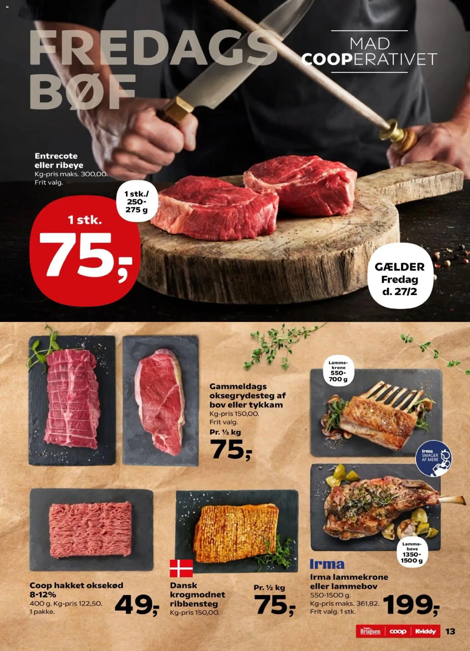 Kvickly tilbudsavis – gyldig fra 27.02.2026 | Side: 13 | Produkter: Oksekød, Entrecote