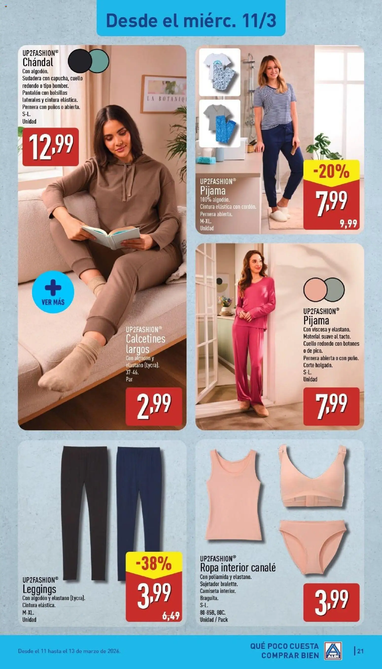 Aldi folleto Baleares │ válido desde el 09.03.2026 | Página: 21 | Productos: Sudadera, Ropa interior, Pijama, Ropa