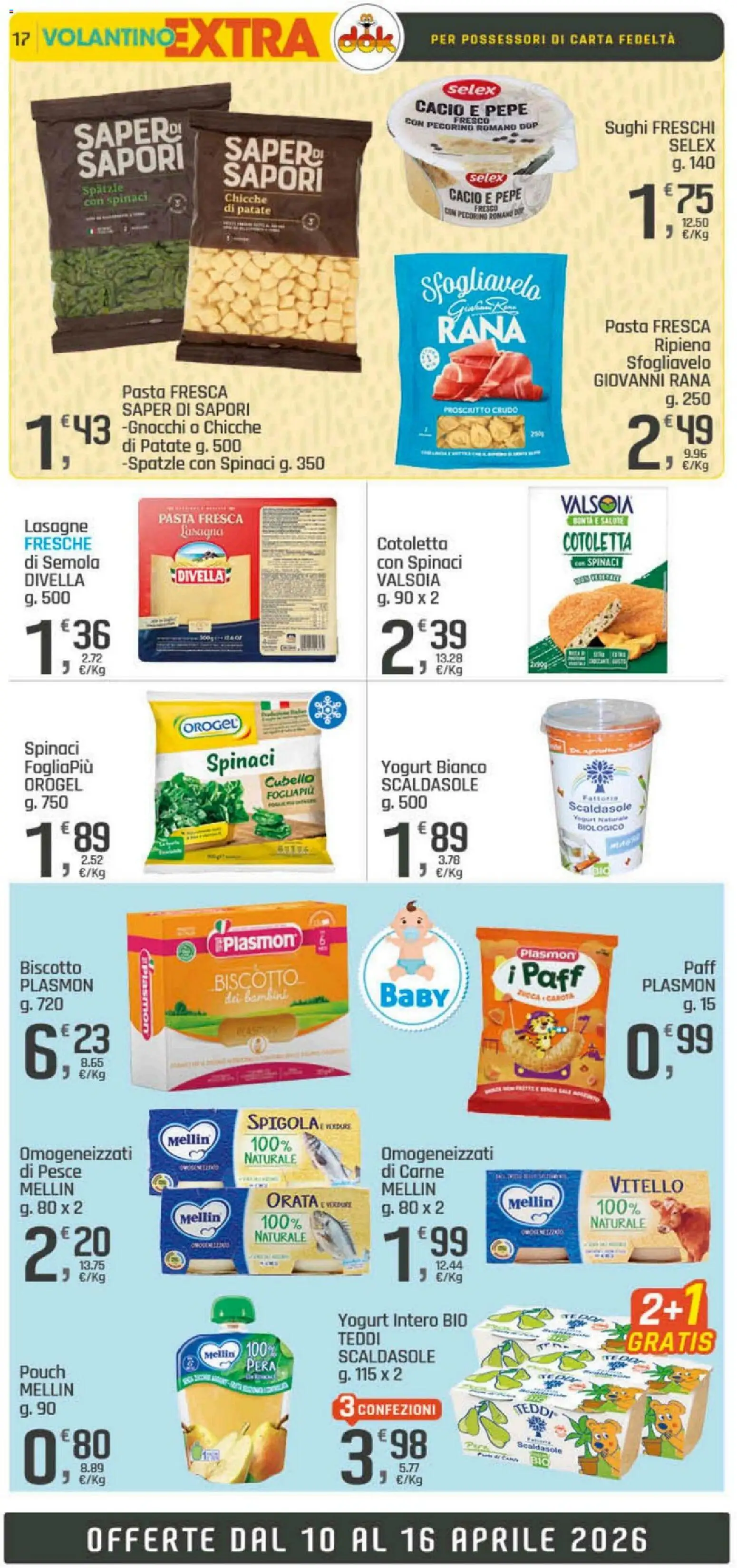 Volantino DOK del 10.04.2026 | Pagina: 16 | Prodotti: Yogurt, Orata, Pepe, Pecorino