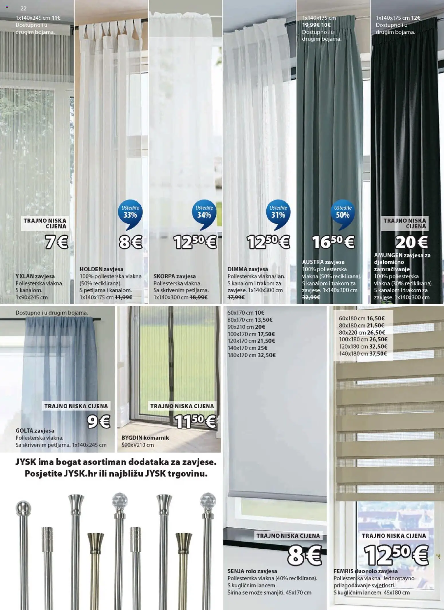 JYSK katalog | vrijedi od 22.04.2026 | Stranica: 22 | Proizvodi: Rolo zavjesa, Zavjesa