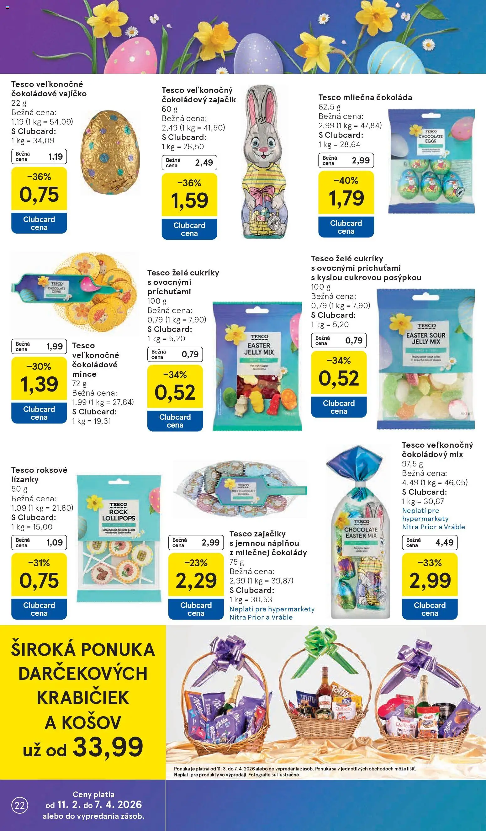 Nové Tesco akcie – leták je platný od 11.03.2026 | Strana: 22 | Produkty: Čokoláda, Cukríky
