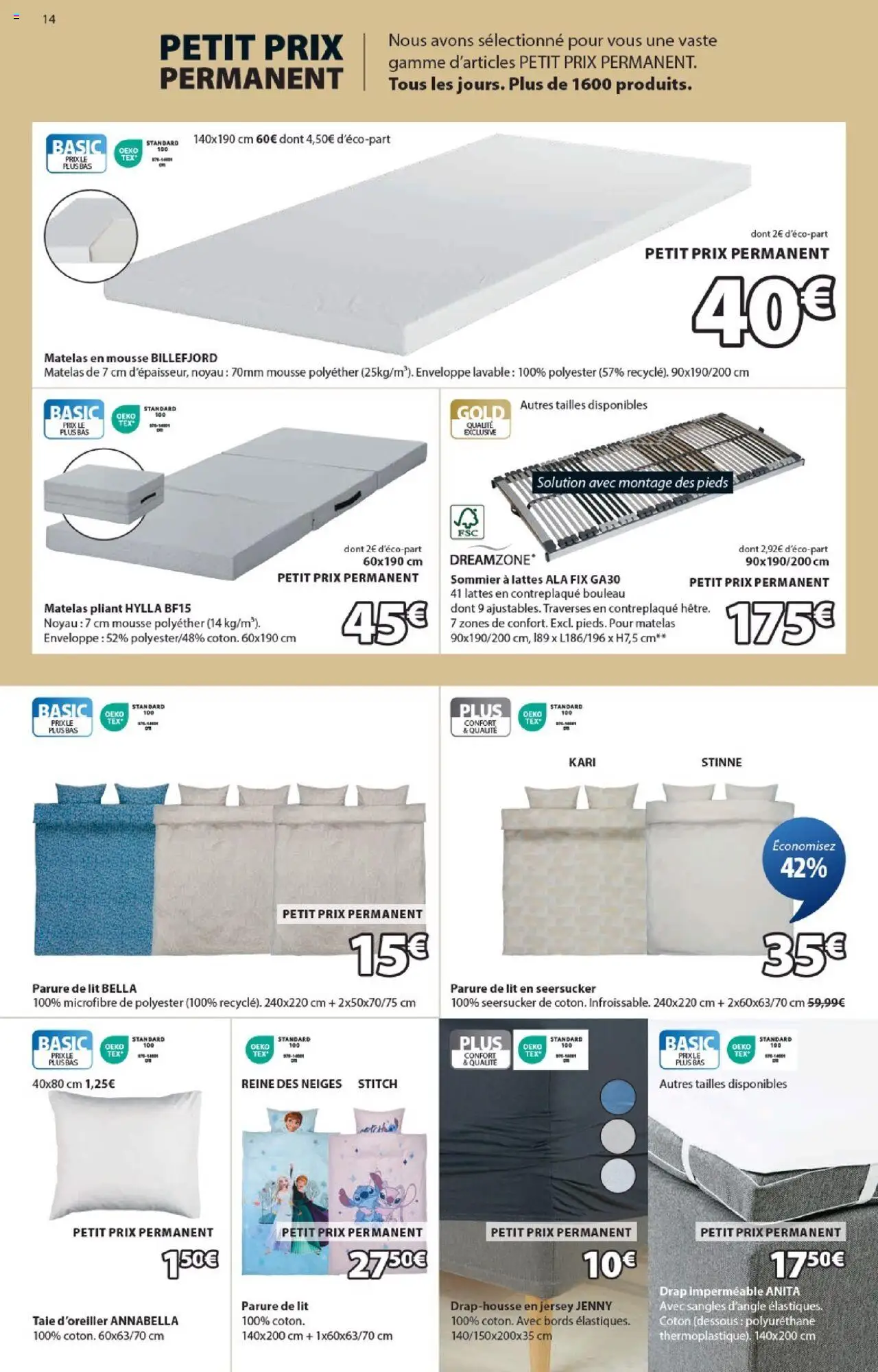  | Page: 14 | Produits: Taie d'oreiller, Coton, Enveloppe, Matelas