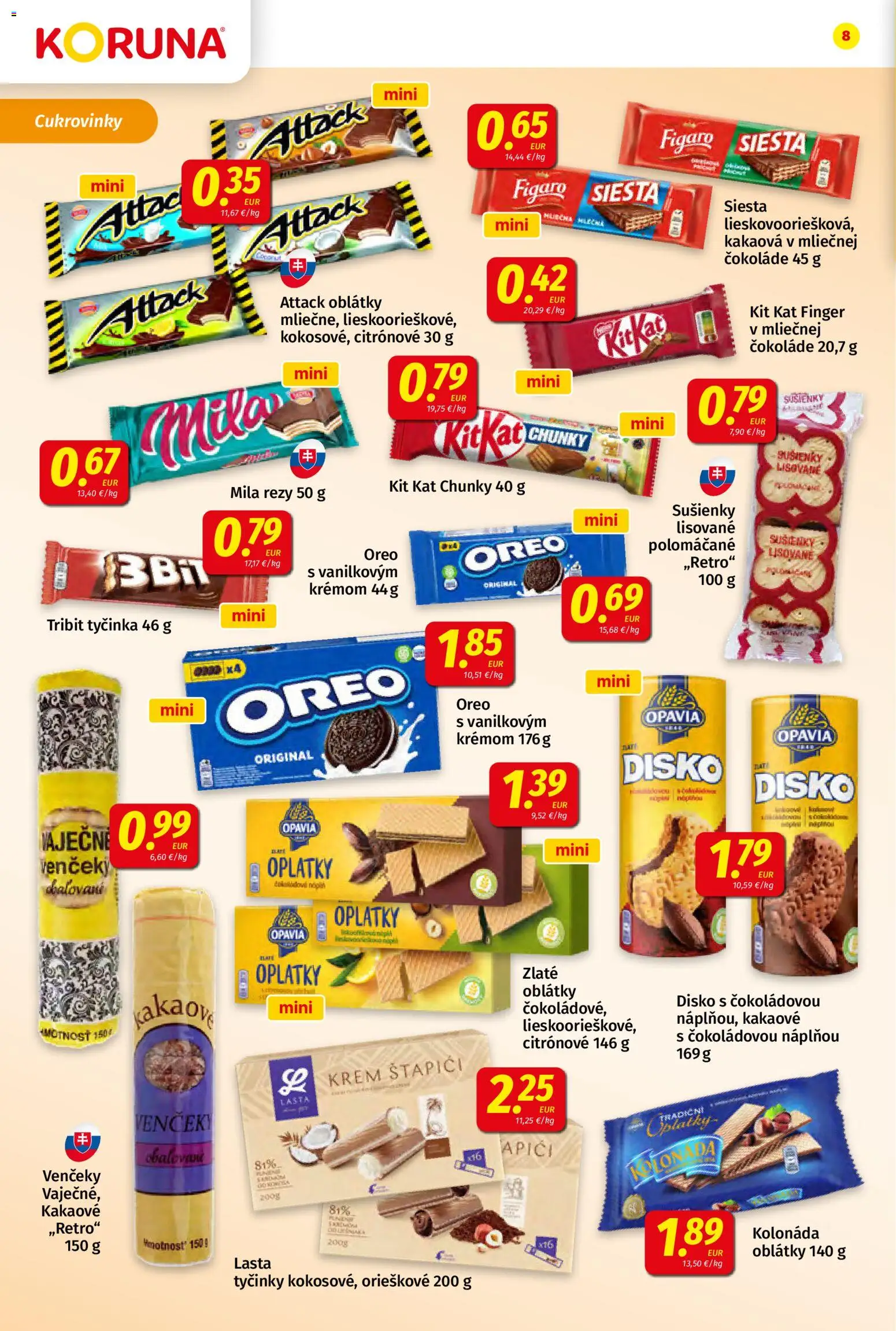 Nové Koruna akcie – leták je platný od 20.02.2026 | Strana: 8 | Produkty: Krém, Mila