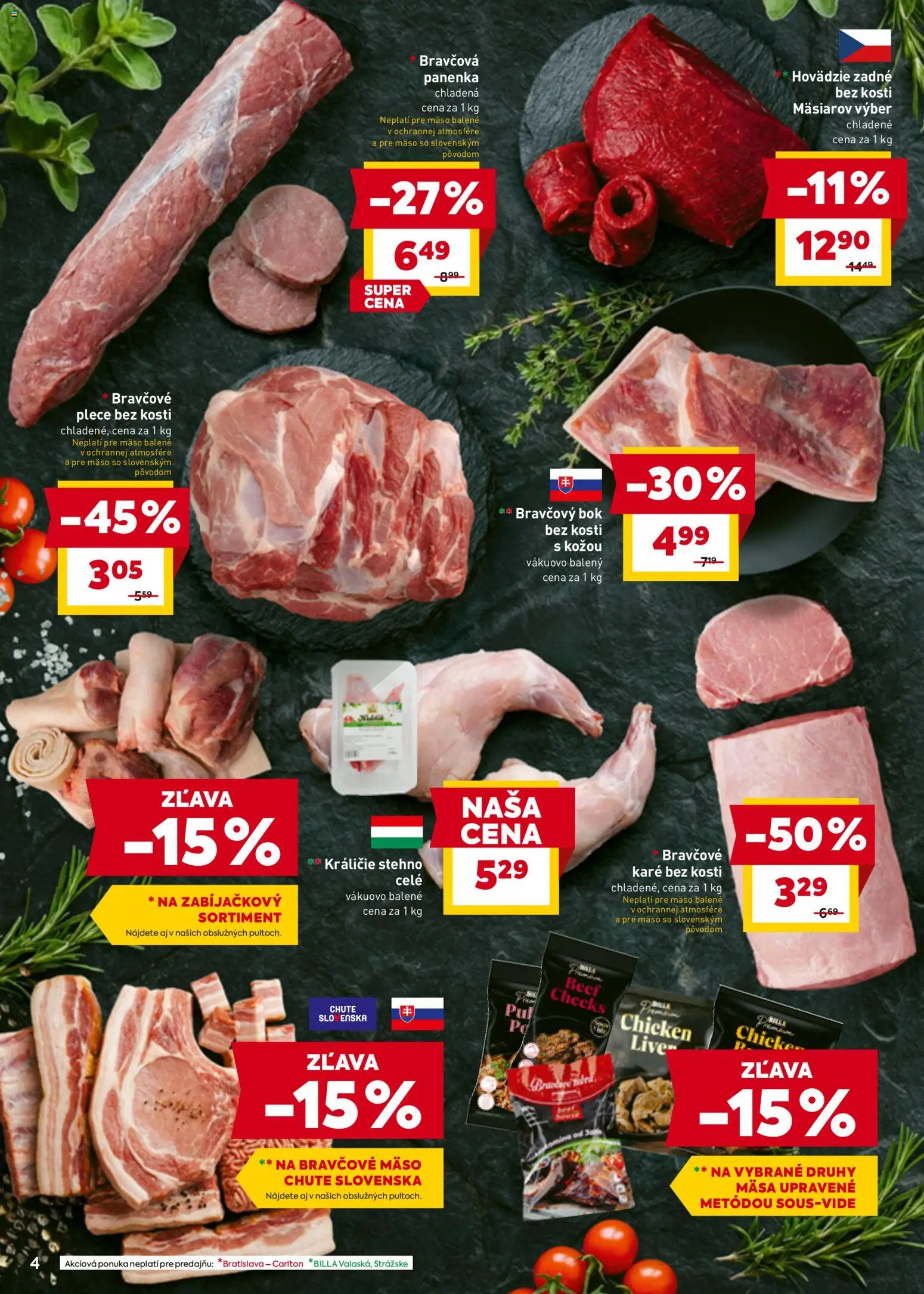Nové Billa akcie – leták je platný od 25.03.2026 | Strana: 6 | Produkty: Bravčová panenka, Bravčové plece, Bravčové mäso