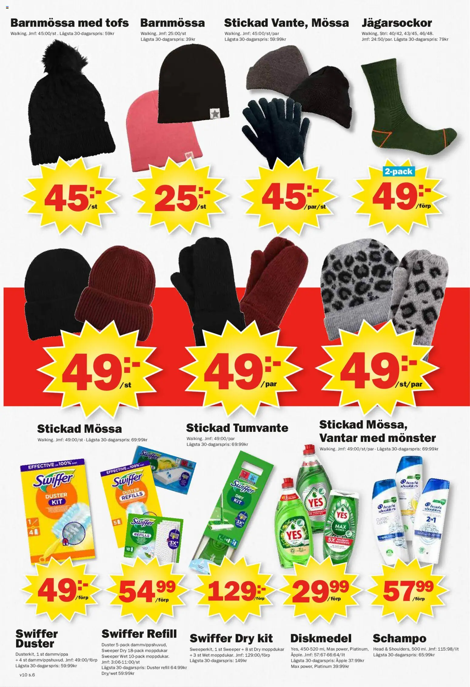 Pekås reklamblad aktuell från 02.03.2026 | Sida: 6 | Produkter: Schampo, Vantar, Äpple, Mössa