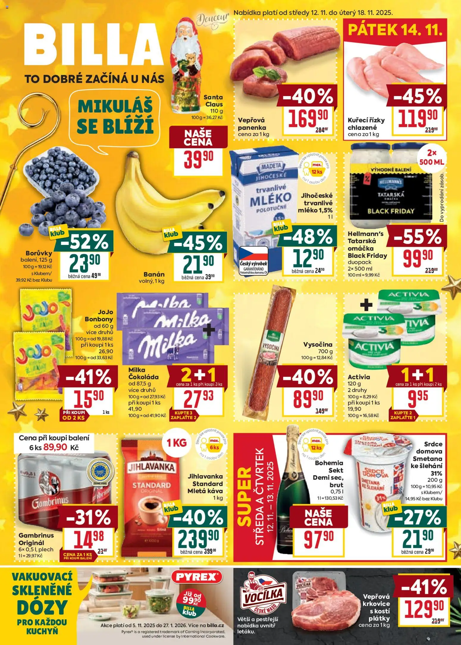 Billa Malý leták od 12.11.2025 | Strana: 1 | Produkty: Pivo, Plech, Krkovice, Mletá káva