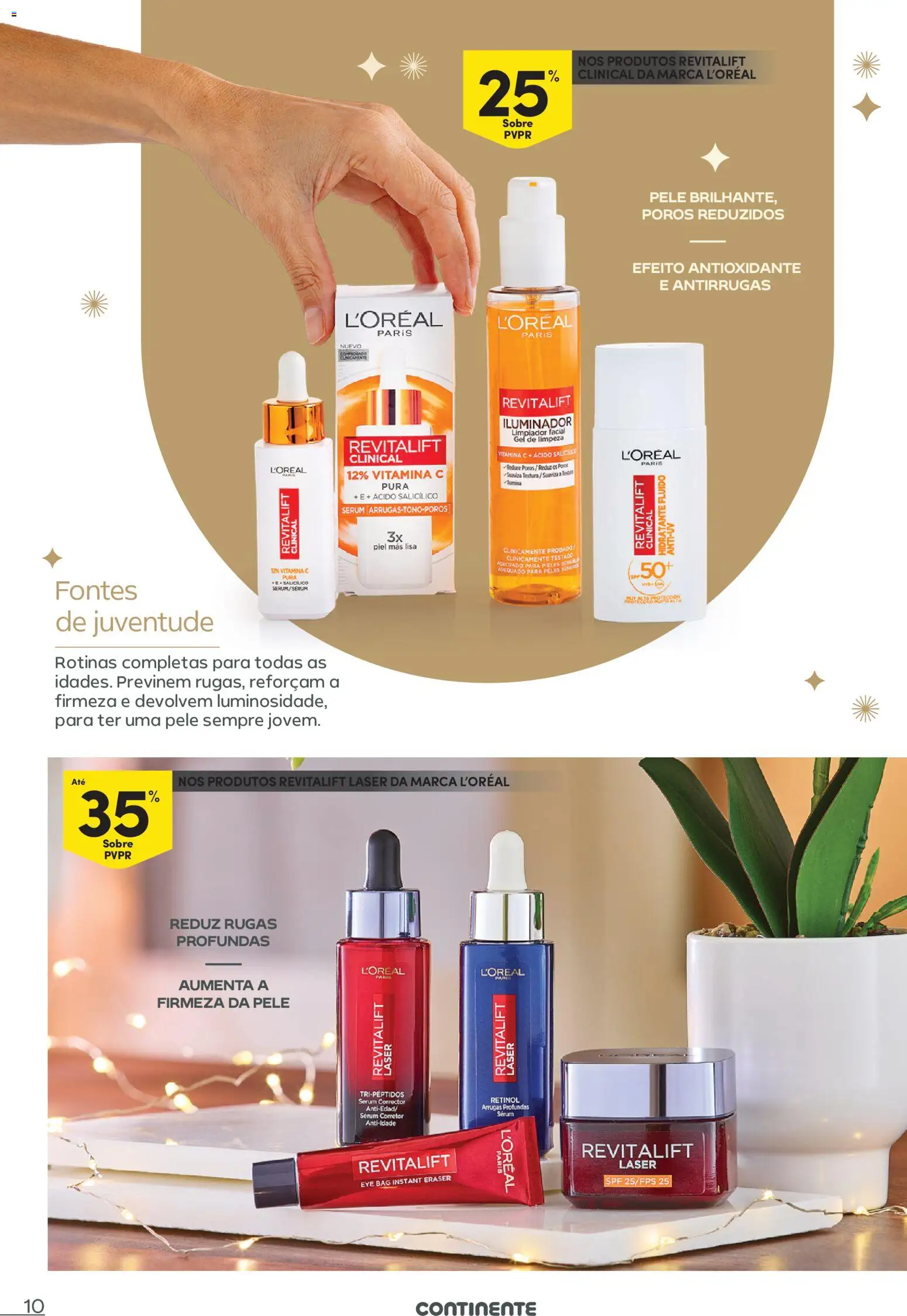 Continente - Festeje o Ano em beleza │ válido de 09.12.2025 | Página: 10 | Produtos: Iluminador, Corretor, Sérum, Vitamina c