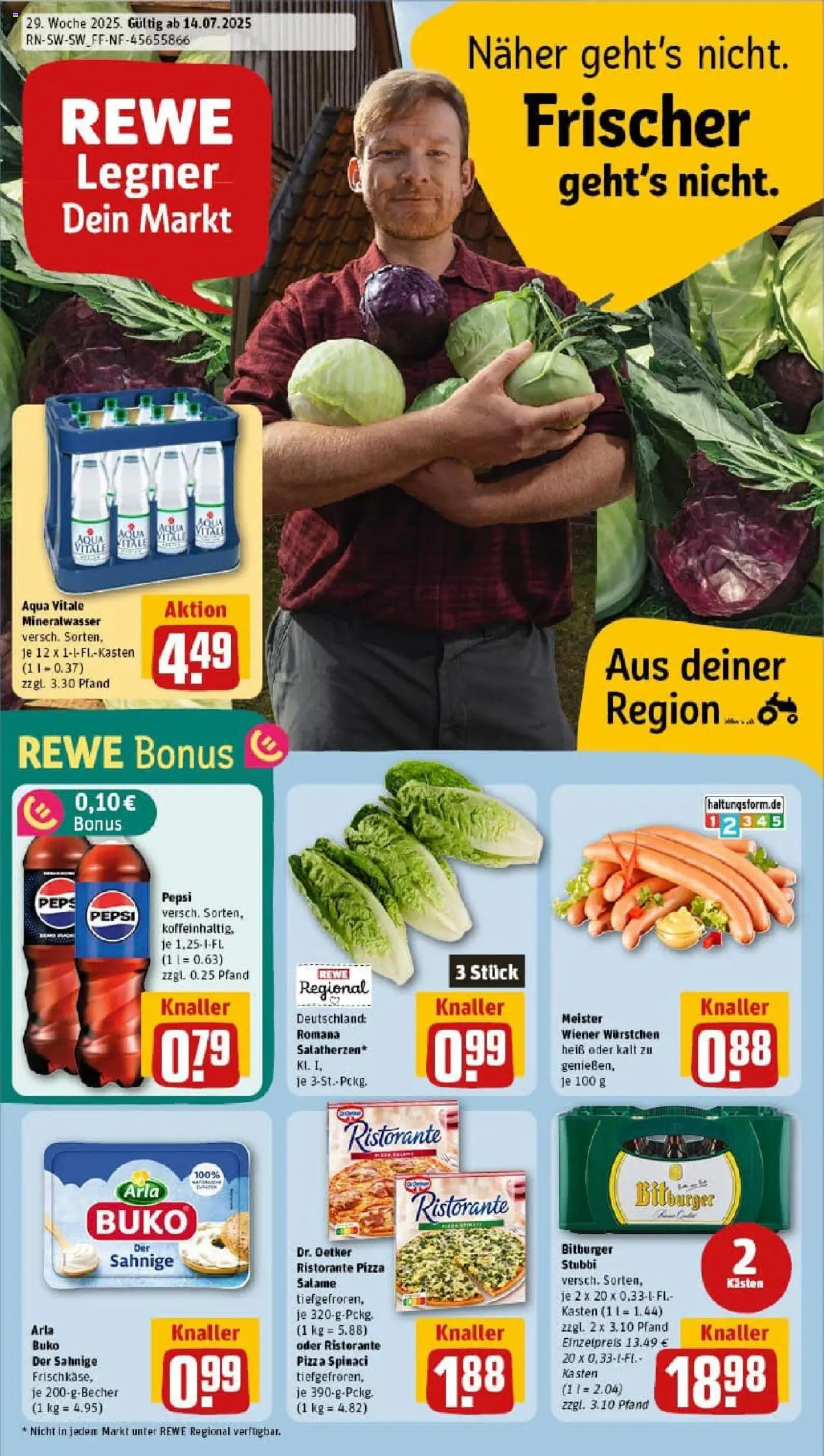 Rewe prospekt Bretten	 - gültig ab dem 13.07.2025 | Seite: 1 | Produkte: Ristorante, Bitburger, Mineralwasser, Pizza