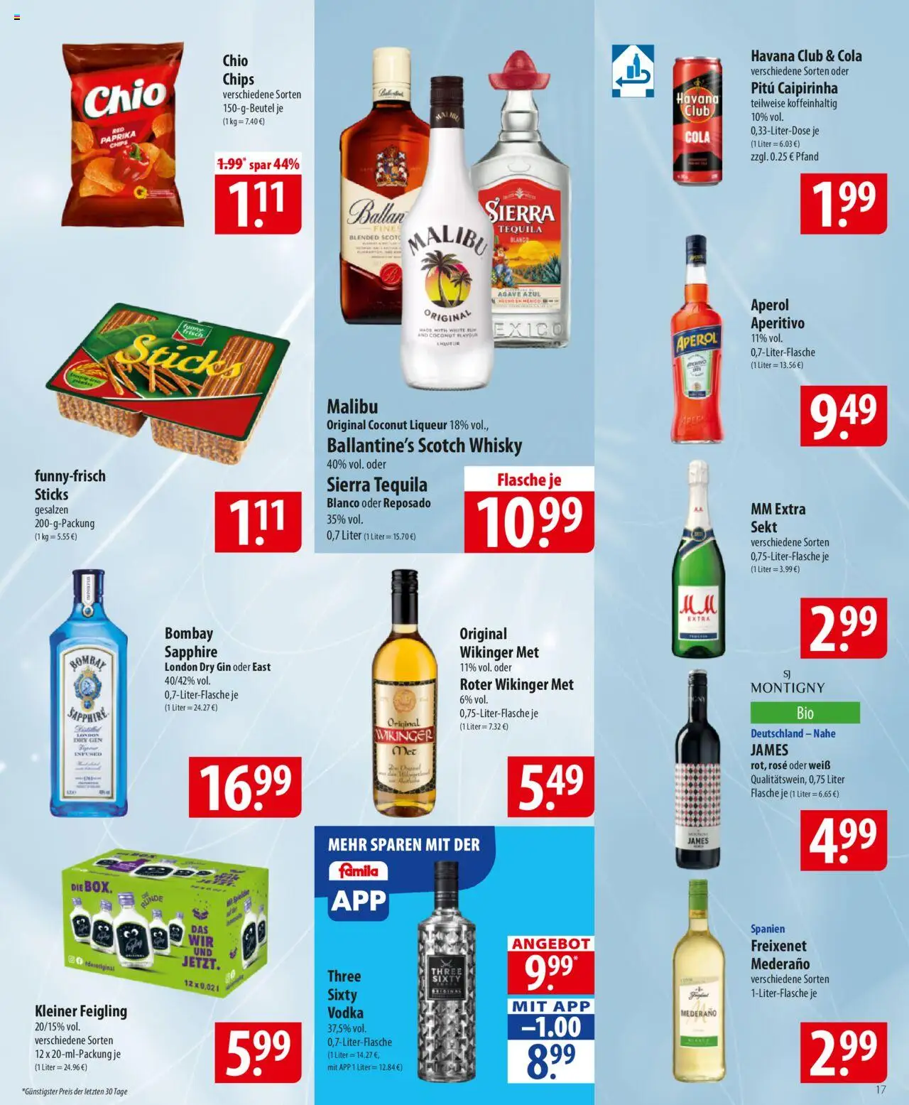 Famila Prospekt 	 – gültig ab 20.10.2025 | Seite: 17 | Produkte: Cola, Rum, Tequila, Gin