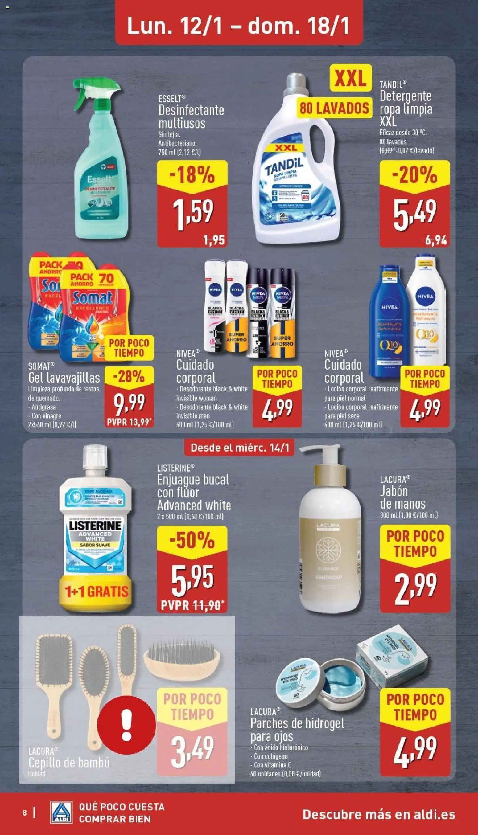 Aldi folleto Península │ válido desde el 12.01.2026 | Página: 8 | Productos: Cepillo, Jabón, Desodorante, Loción corporal