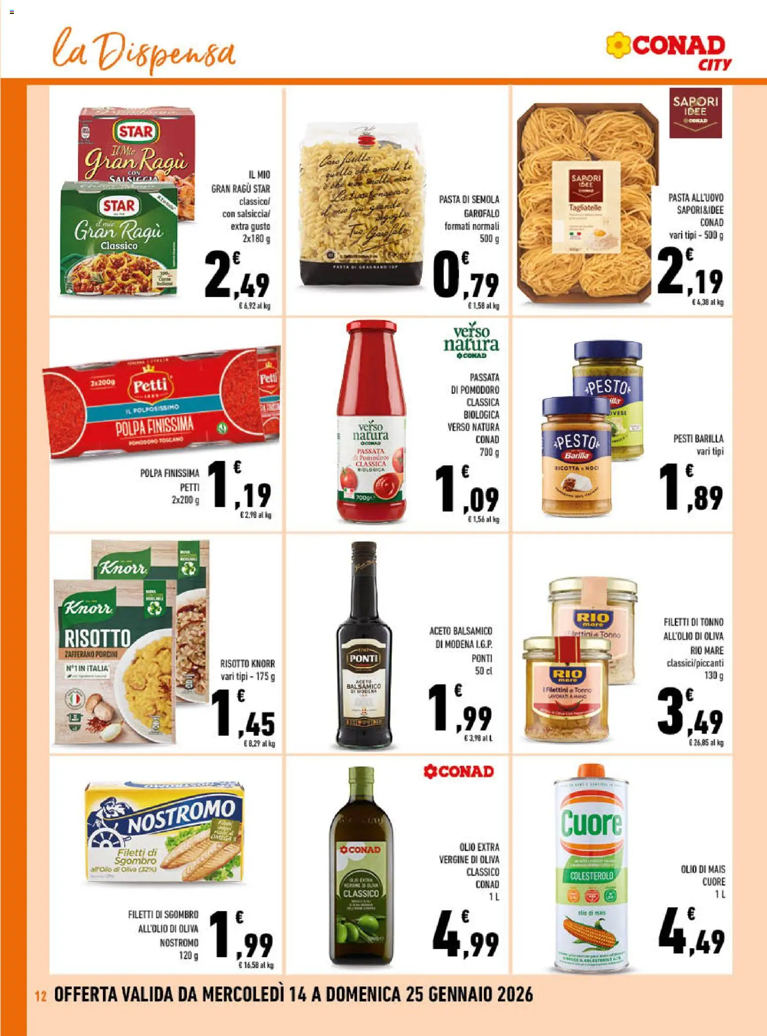 Volantino Conad del 14.01.2026 | Pagina: 12 | Prodotti: Olio, Pesto, Ragú, Olio extra vergine