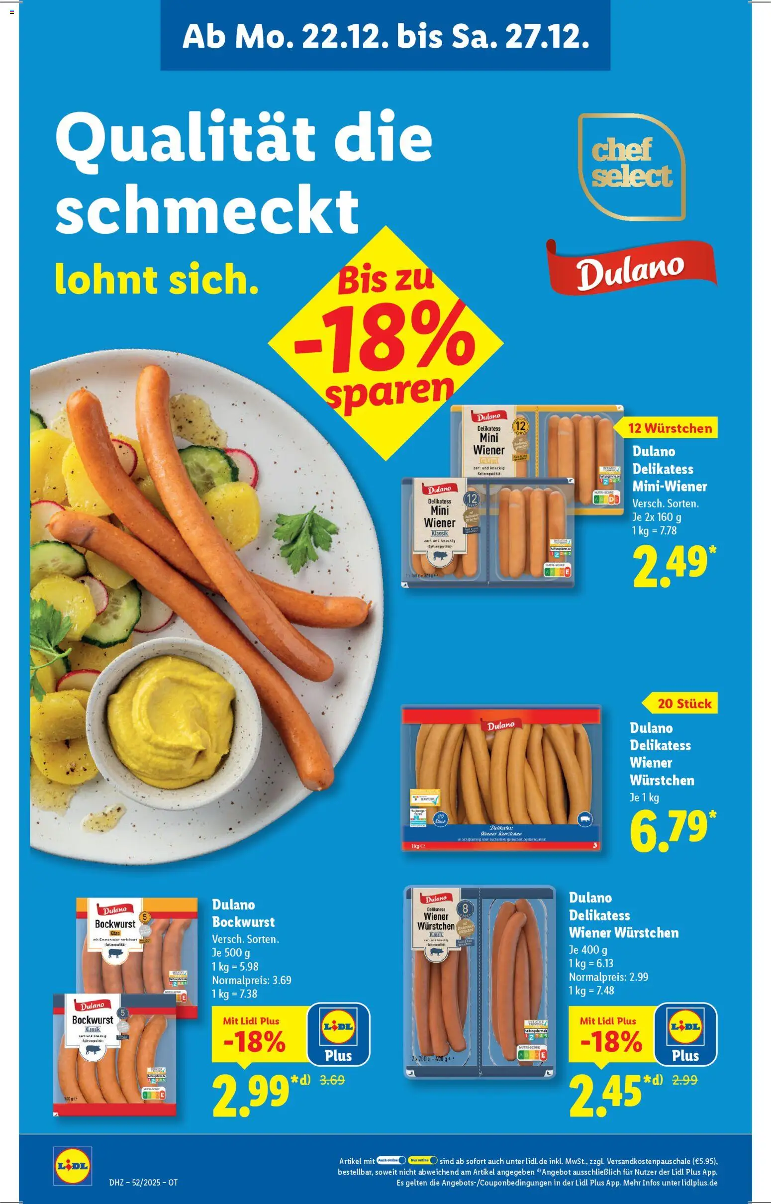 Lidl Prospekt Bernsdorf – gültig ab 22.12.2025 | Seite: 20 | Produkte: Bockwurst, Wiener wurstchen, Käse