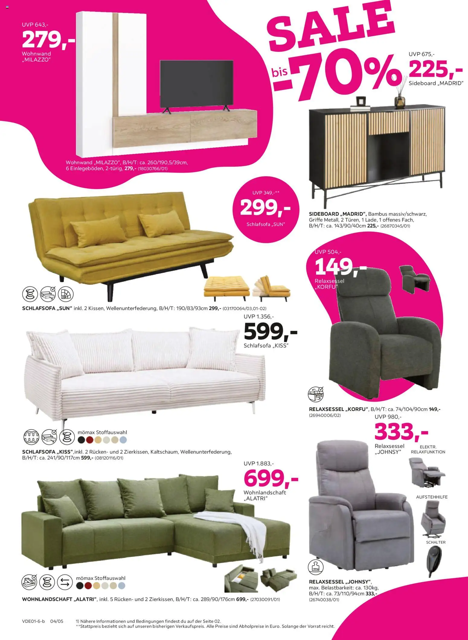 Mömax Prospekt 	 – gültig ab 27.12.2025 | Seite: 4 | Produkte: Wohnlandschaft, Schlafsofa, Relaxsessel, Wohnwand