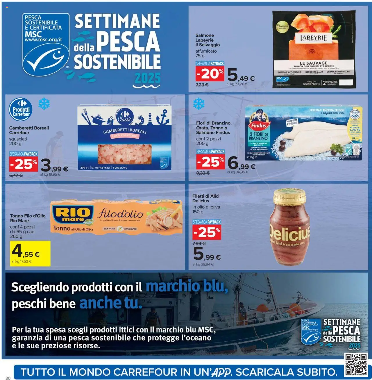 Volantino Carrefour del 23.10.2025 | Pagina: 30 | Prodotti: Branzino, Pesca, Tonno, Olio di Oliva