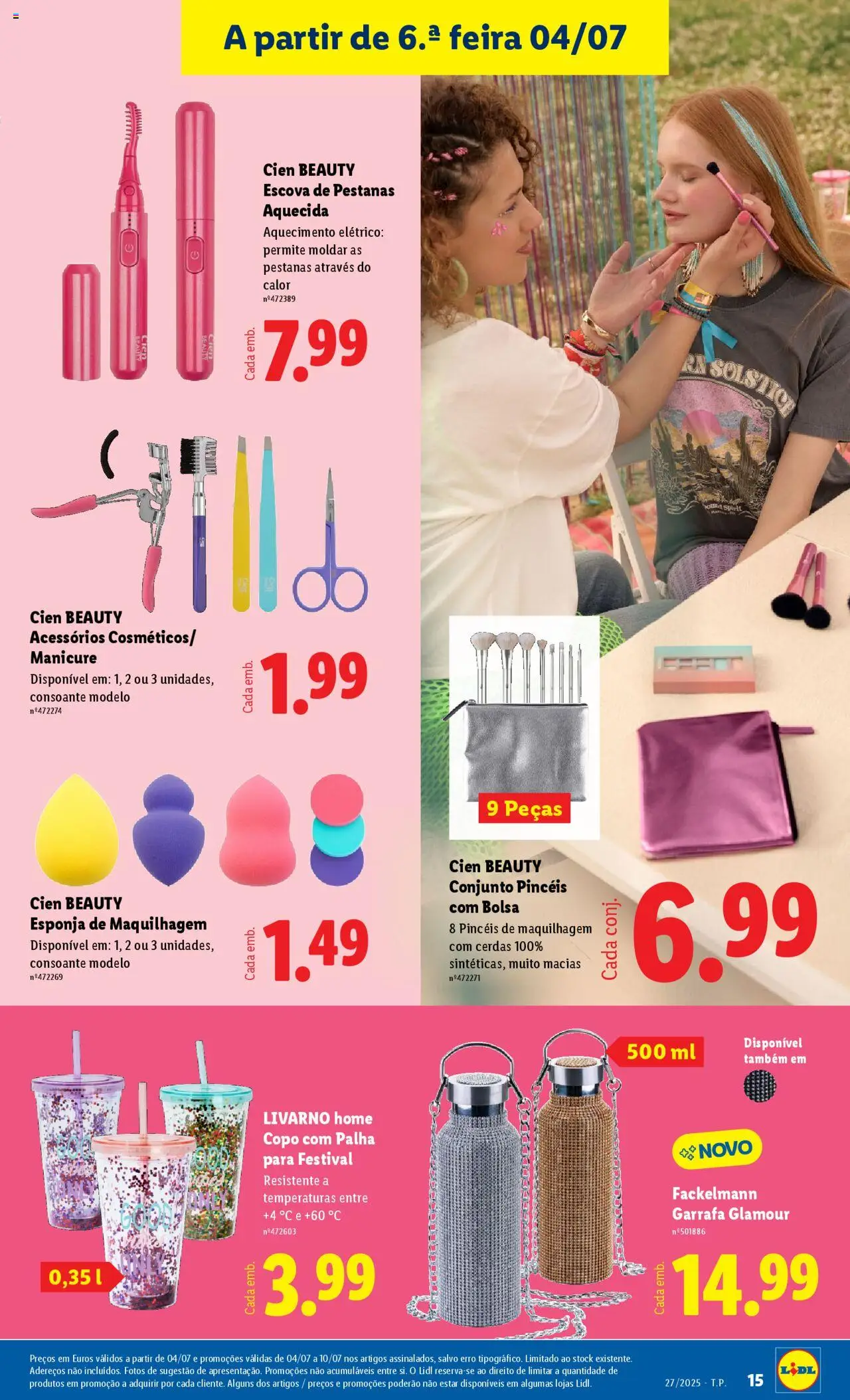 Lidl Novidades │ válido de 30.06.2025 | Página: 15 | Produtos: Bolsa, Pinceis de maquilhagem, Esponja, Maquilhagem