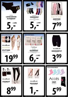 Tuuri-mainoslehti voimassa 08.04.2026 alkaen | Sivu: 18 | Tuotteet: Sukat, Kylpytakki, Alushousut, Polvisukat