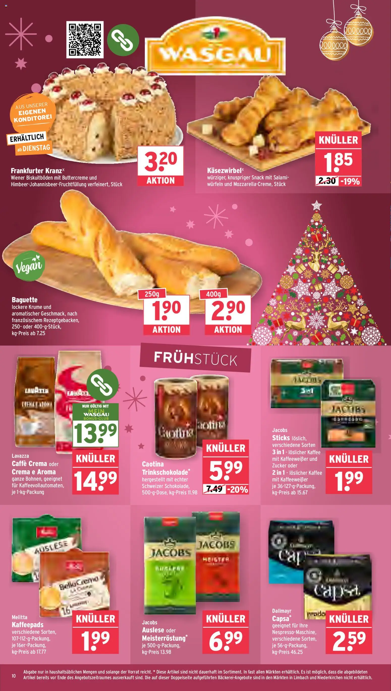 Wasgau Prospekt 	 – gültig ab 22.12.2025 | Seite: 10 | Produkte: Lavazza, Kaffee, Salami, Dallmayr capsa