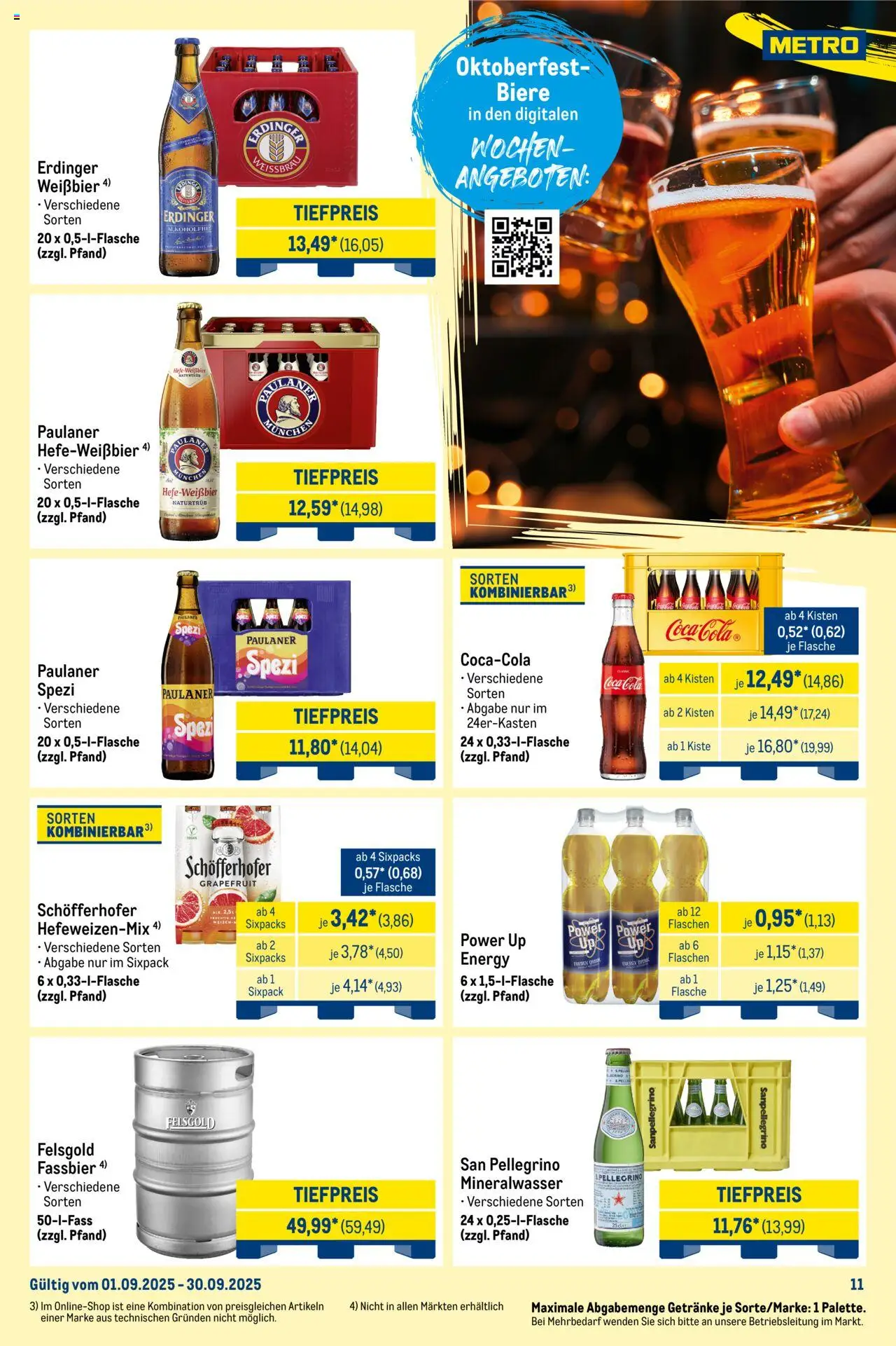 Metro Monats-Menü - gültig ab dem 01.09.2025 | Seite: 11 | Produkte: Erdinger, Energy, Grapefruit, Paulaner