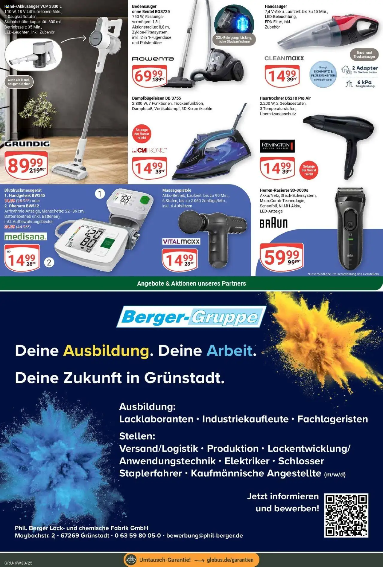 Globus prospekt Grünstadt	 - gültig ab dem 11.08.2025 | Seite: 25 | Produkte: Adapter, Haartrockner, Massagepistole