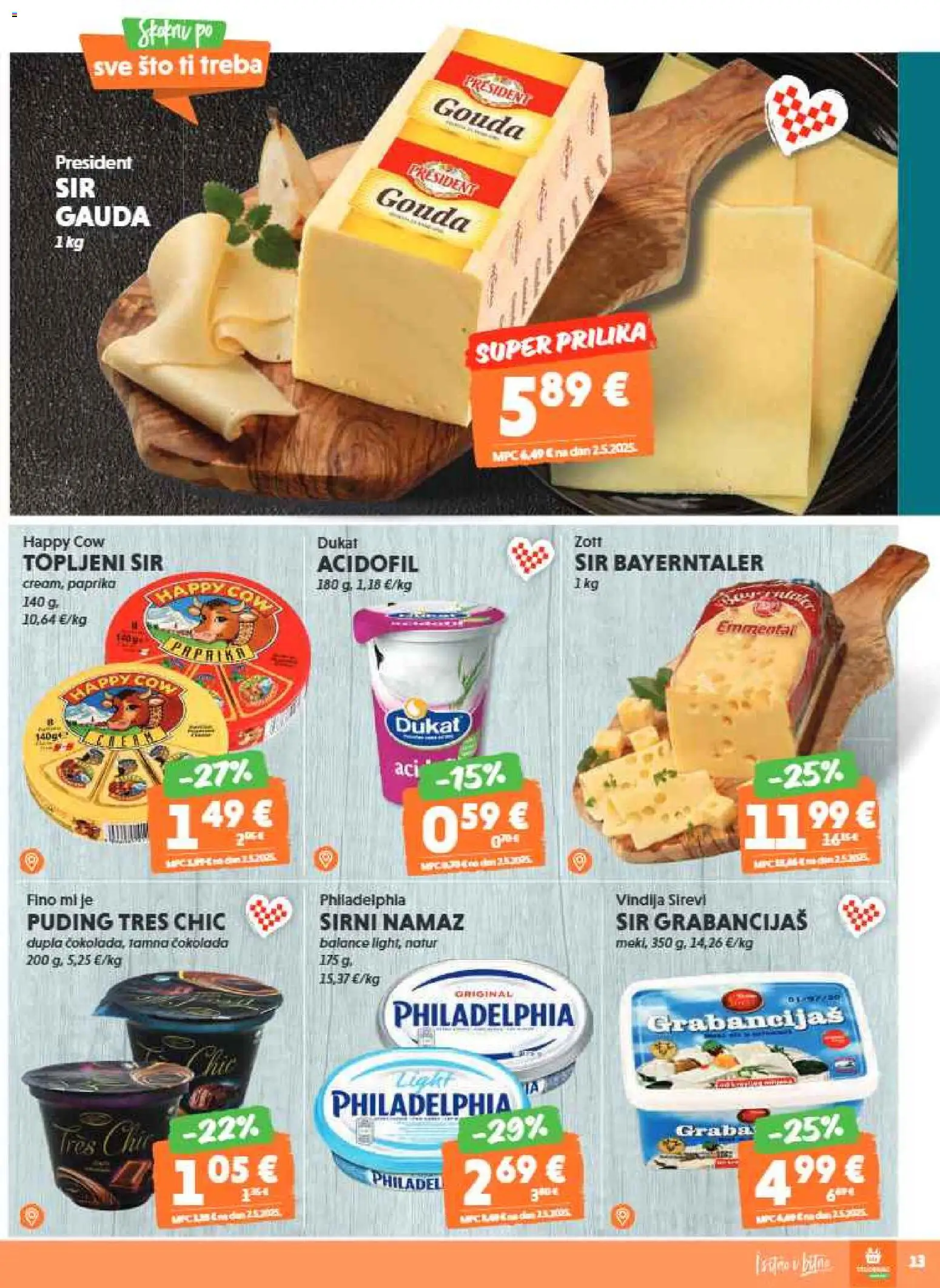 Studenac katalog | vrijedi od 21.01.2026 | Stranica: 13 | Proizvodi: Vindija, Gauda, Sir, Puding