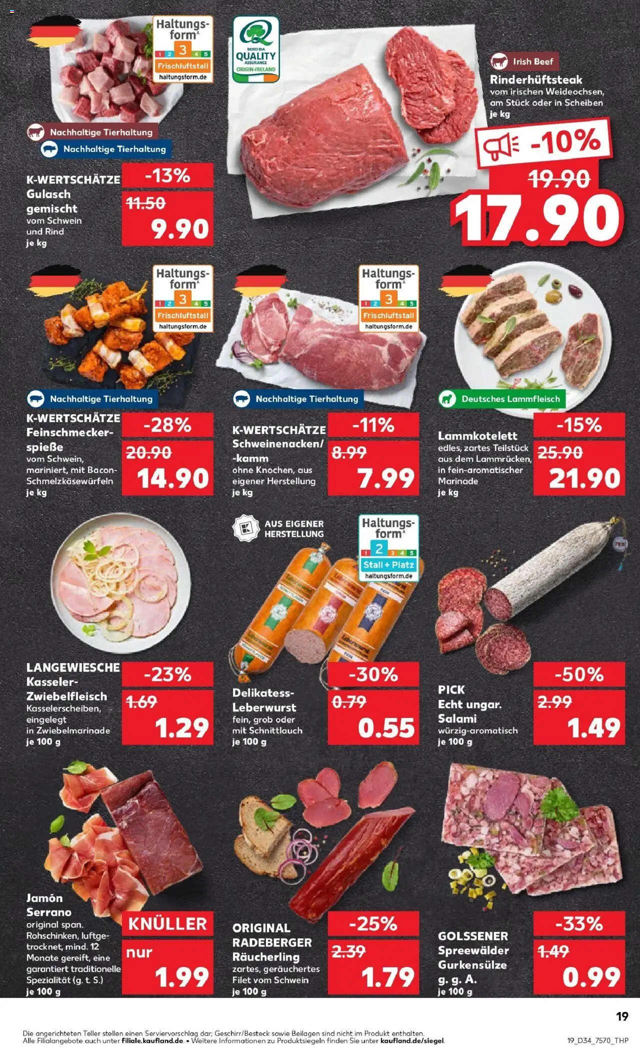 Kaufland prospekt Krefeld	 - gültig ab dem 21.08.2025 | Seite: 19 | Produkte: Spieße, Gulasch, Salami, Steak