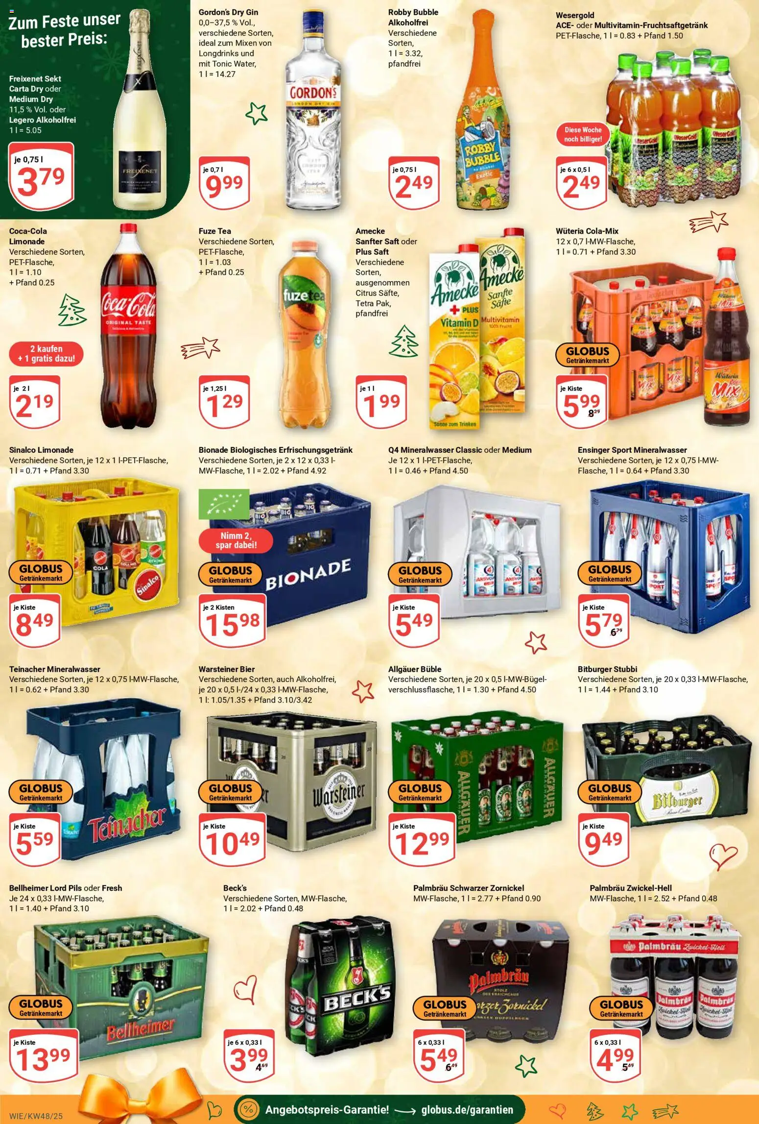 Globus prospekt Waghäusel-Wiesental	 – gültig ab 24.11.2025 | Seite: 4 | Produkte: Sekt, Bionade, Mineralwasser, Saft